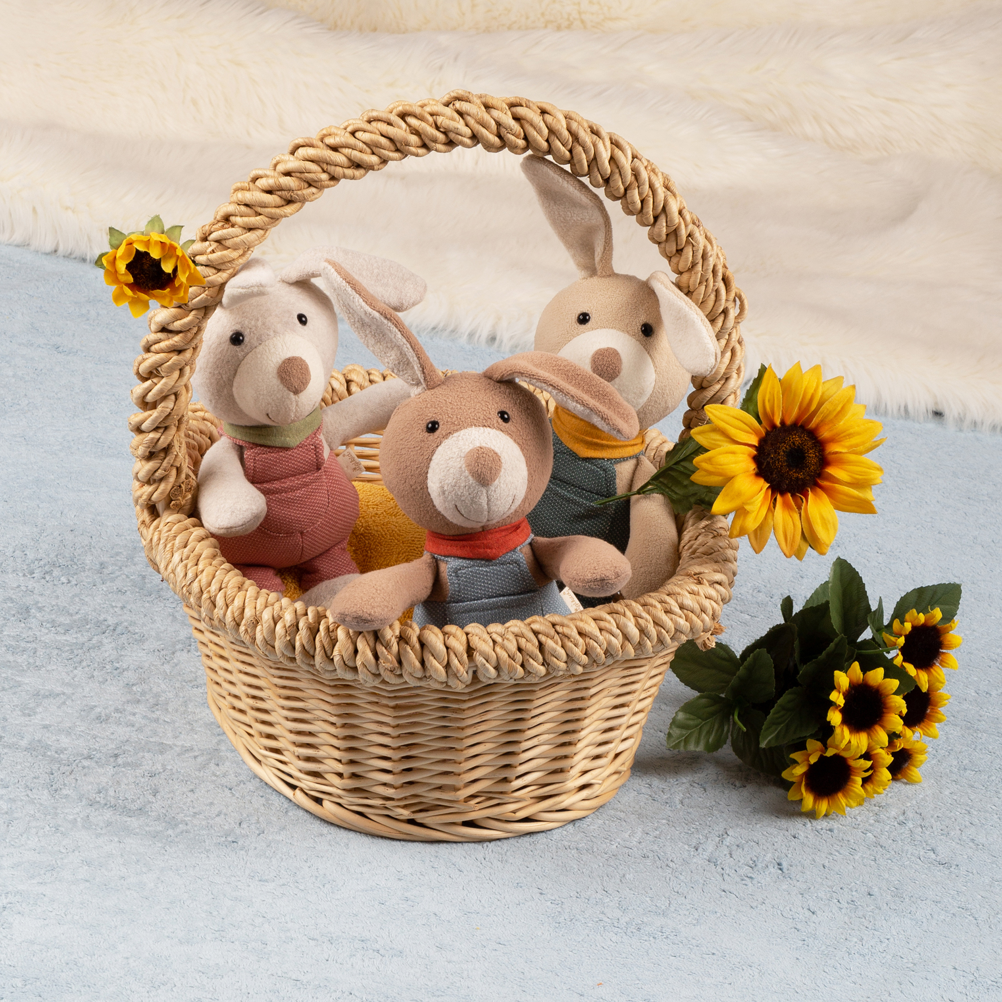 Dungarees plush bunny, teal green Dungarees plush bunny, teal green