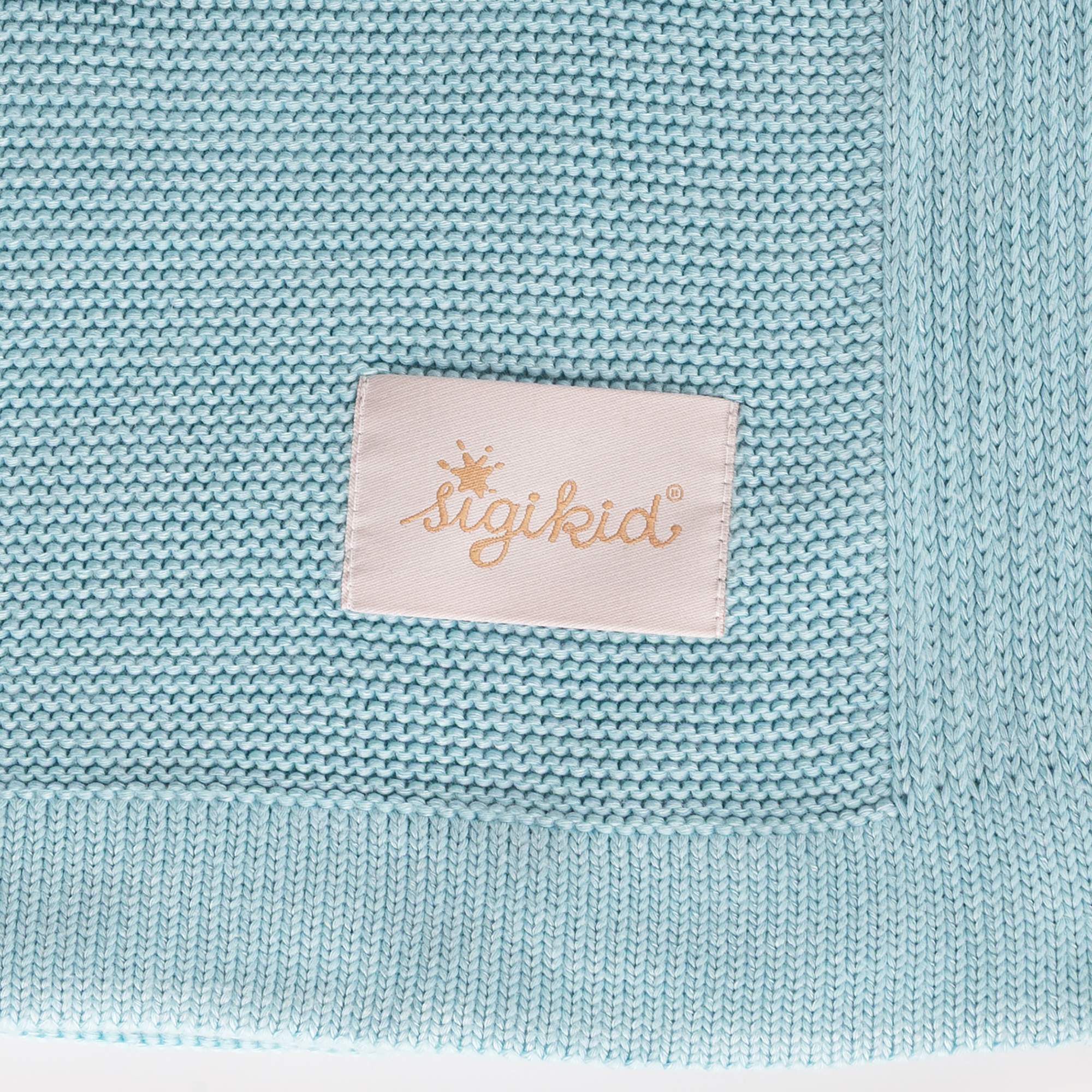 Soft knitted baby blanket, light blue, Knitted Love