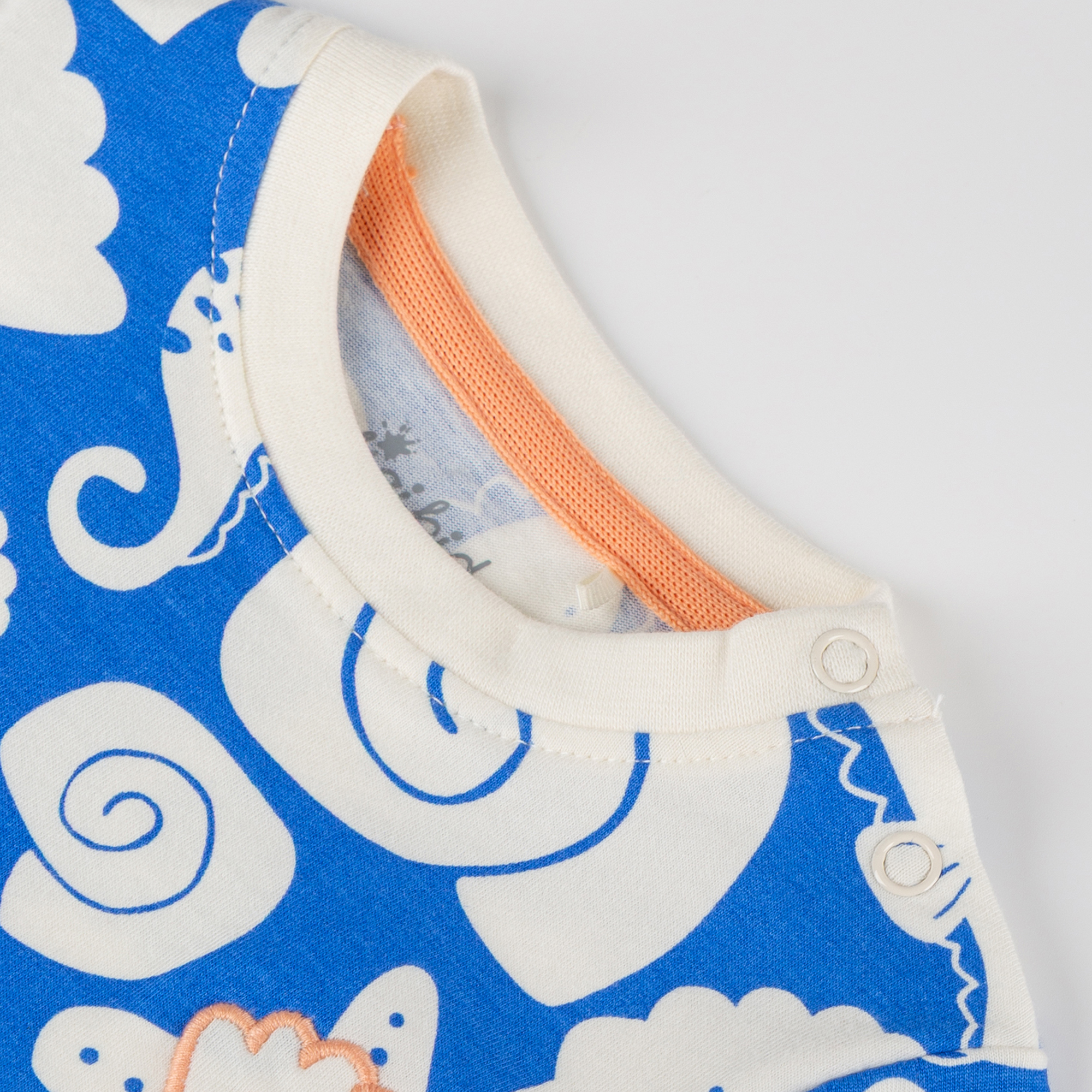 Baby Volant Kleid Strand Print, blau mit weiß