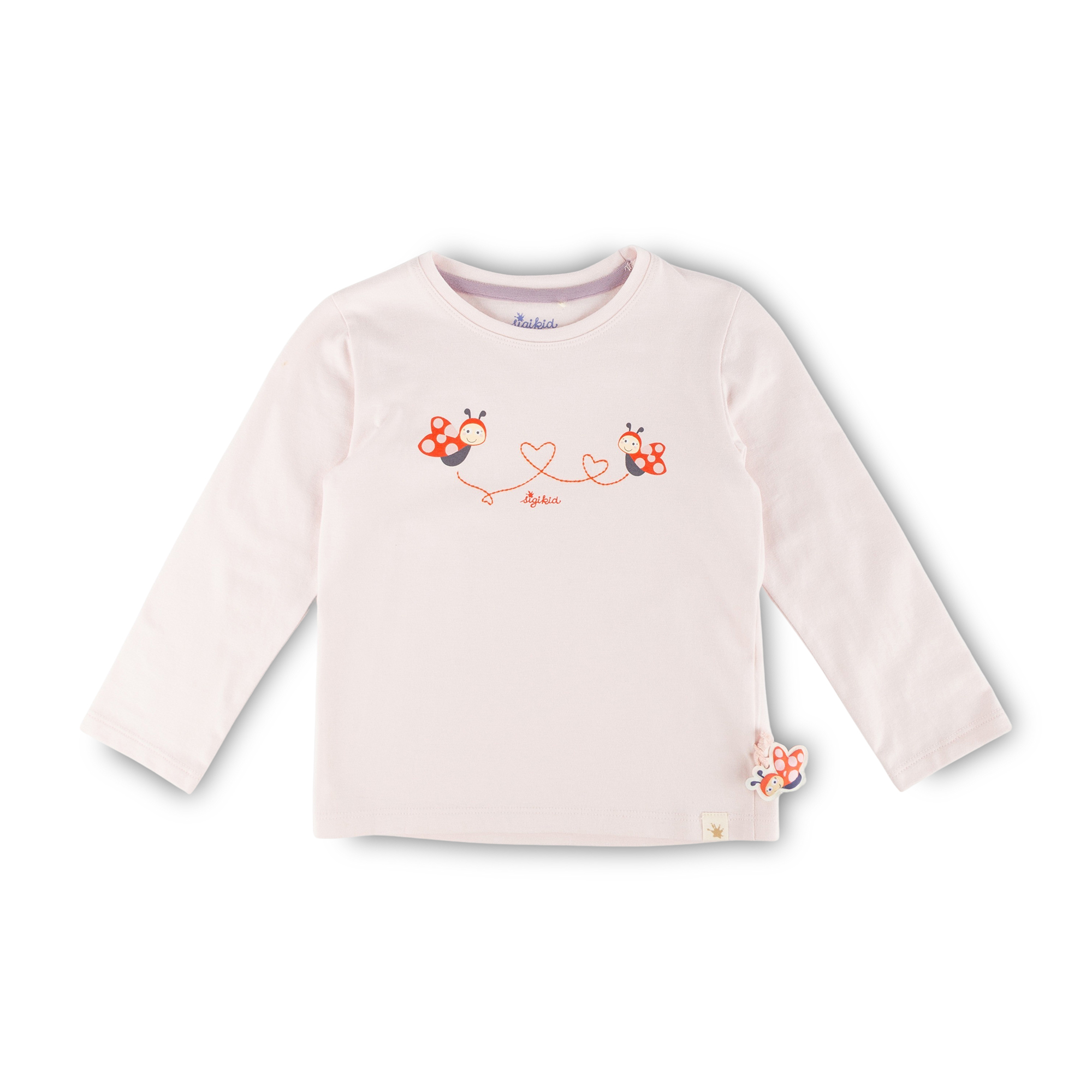 Children's long sleeve Tee ladybug & heart, pale pink