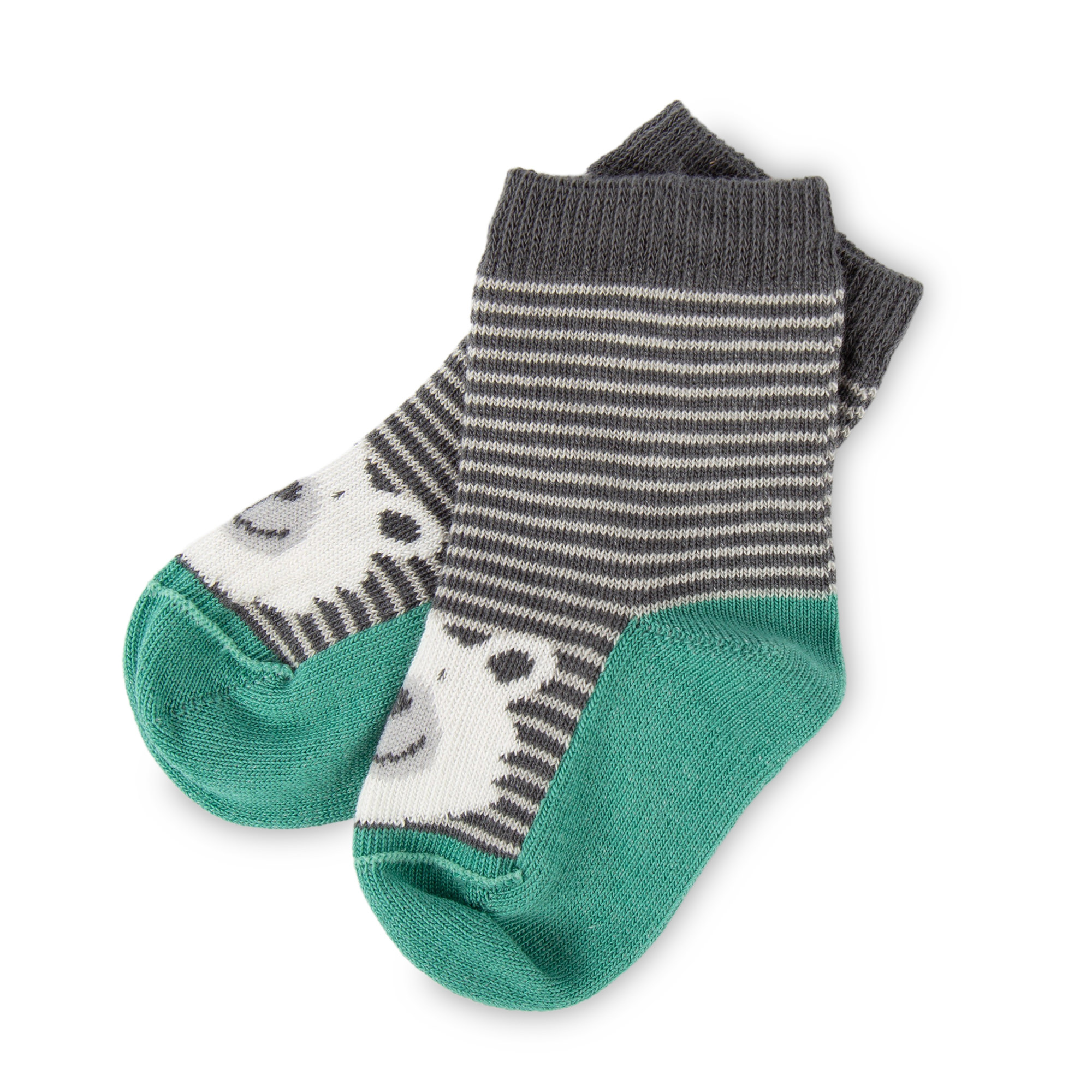 Set of 3 different pairs of baby socks, jade green/grey/orange Set of 3 different pairs of baby socks, jade green/grey/orange