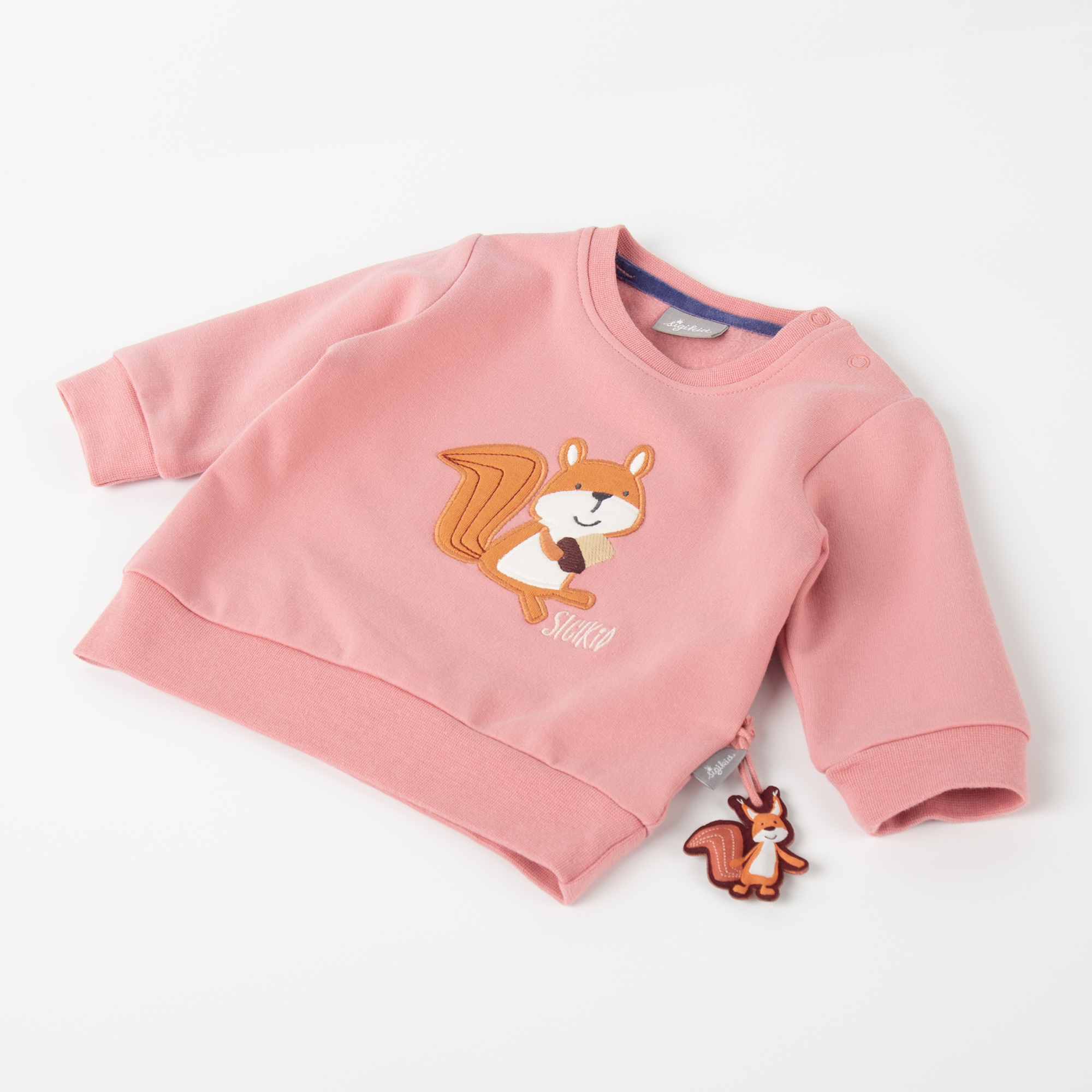 Pink baby sweatshirt squirrel