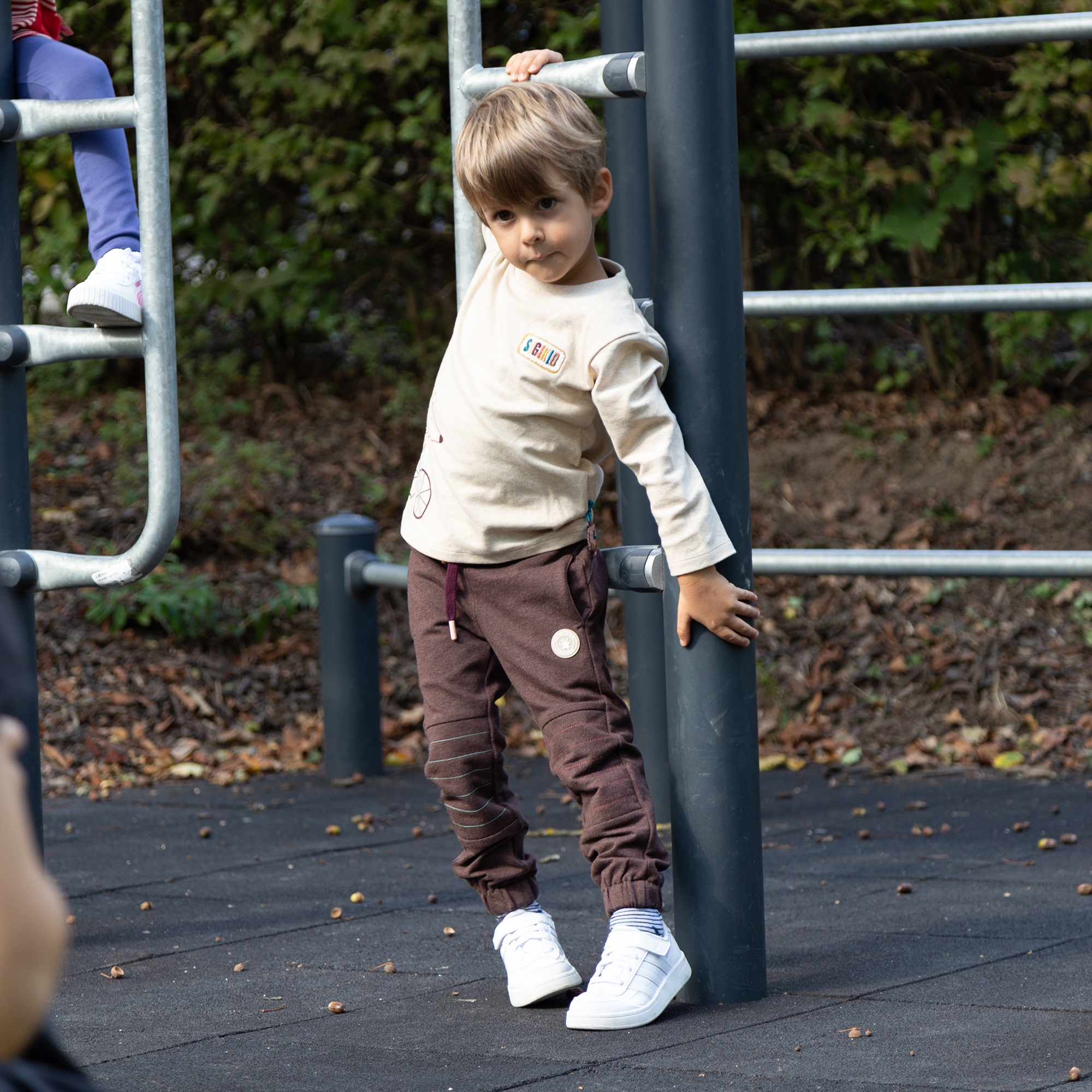 Children's sweat pants, partly quilted, Winter Animals