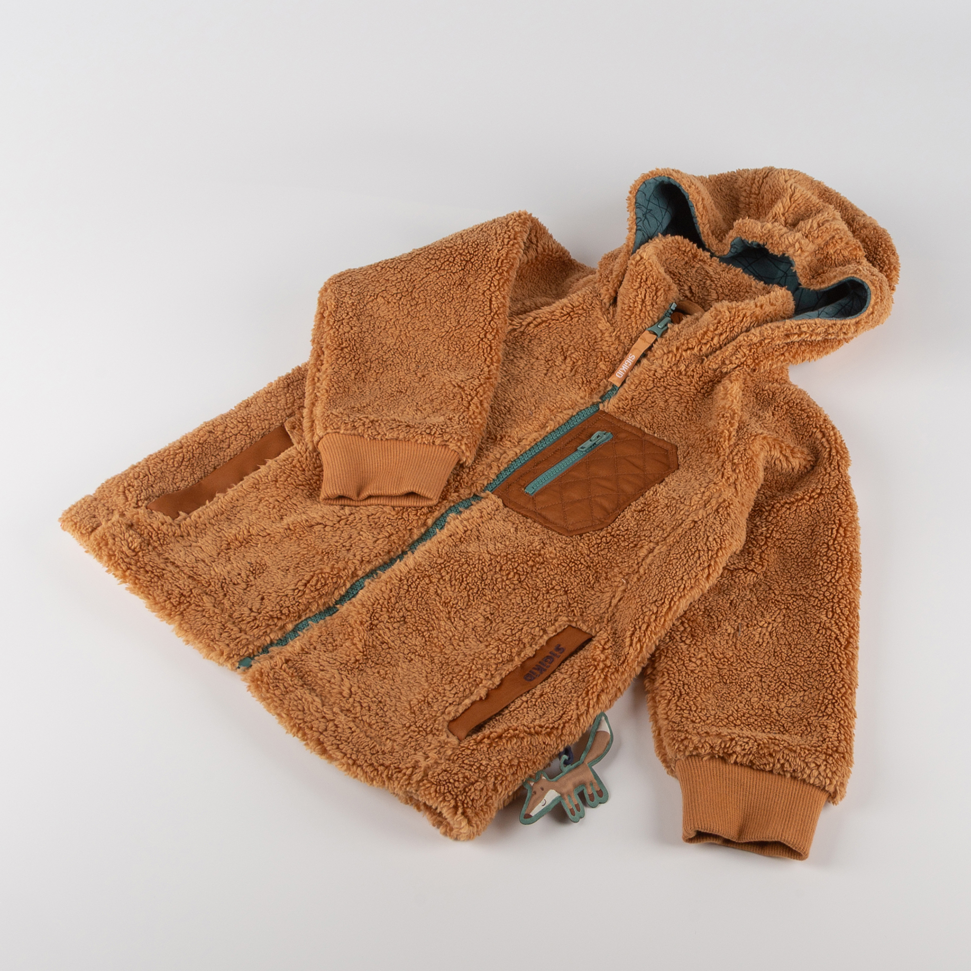 Hooded teddy fleece jacket, lined, Wild Fox