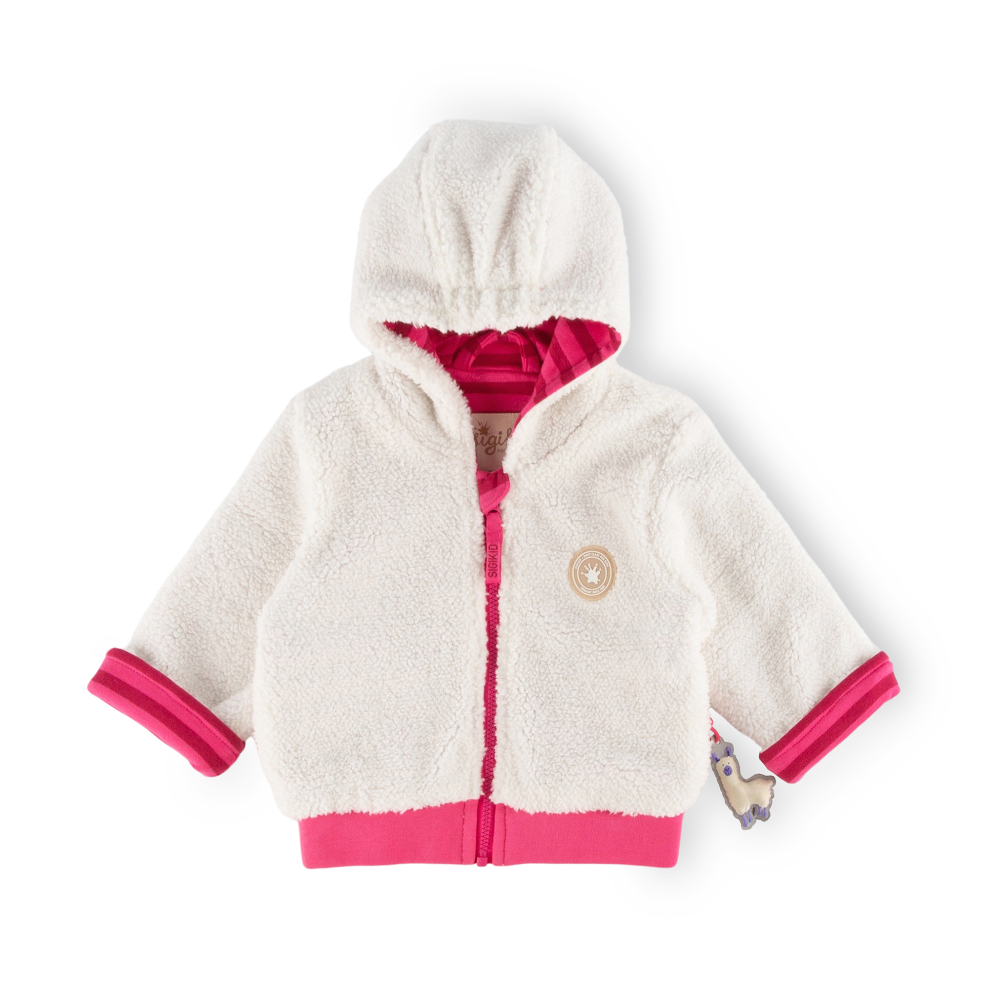 Hooded baby teddy fleece jacket Crazy Llama lined