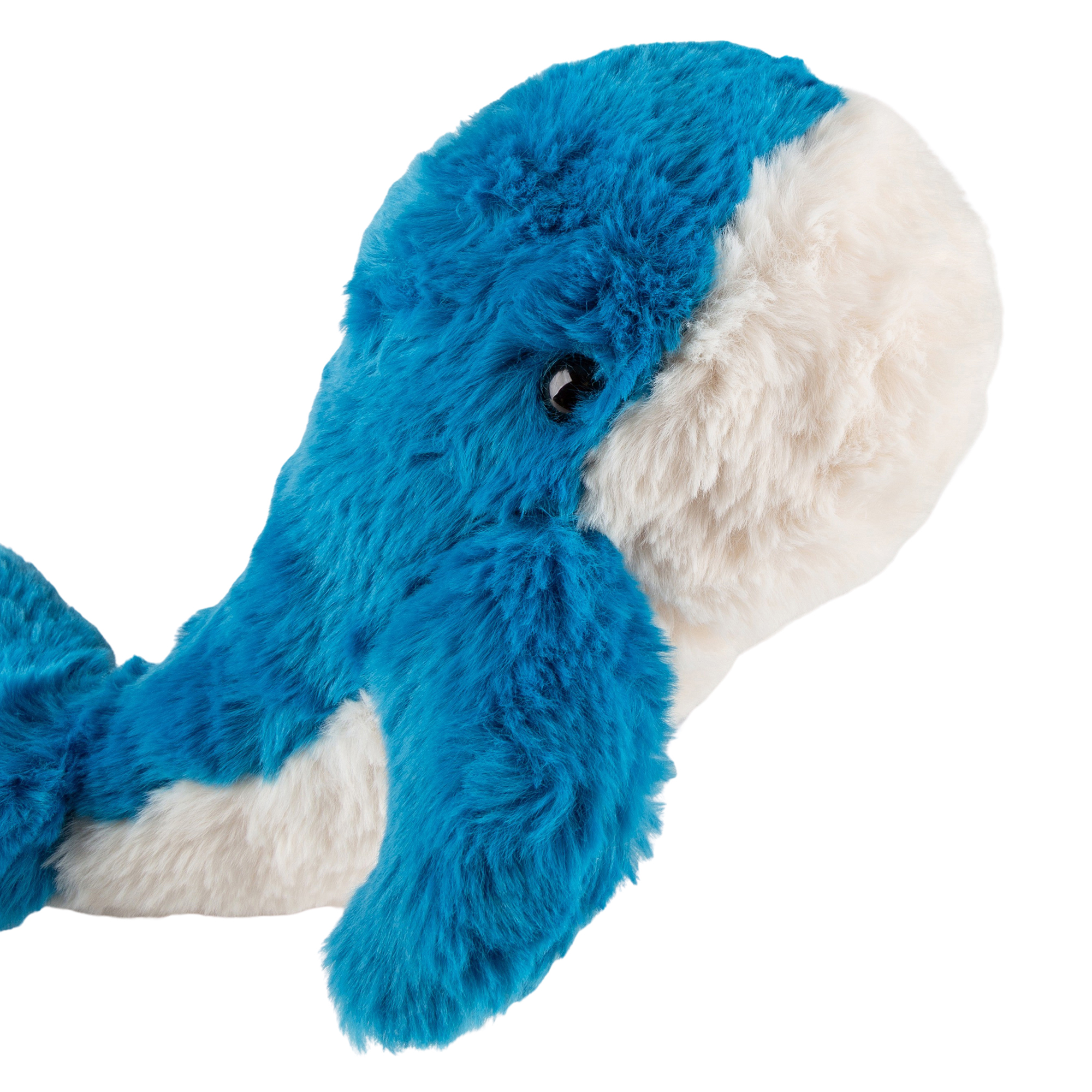Silky soft plush toy whale, blue/white