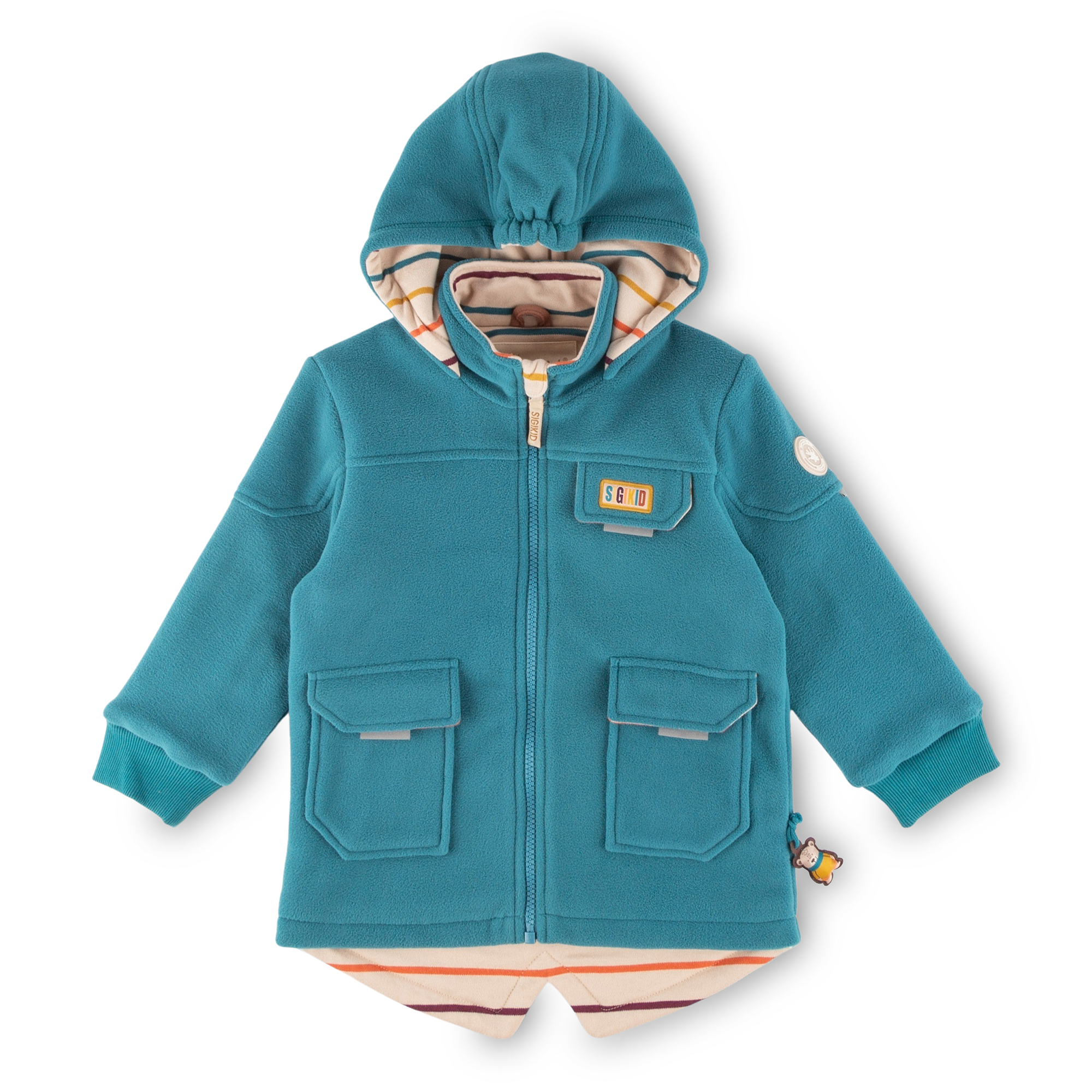 Hooded children's fleece jacket, lined, Winter Animals