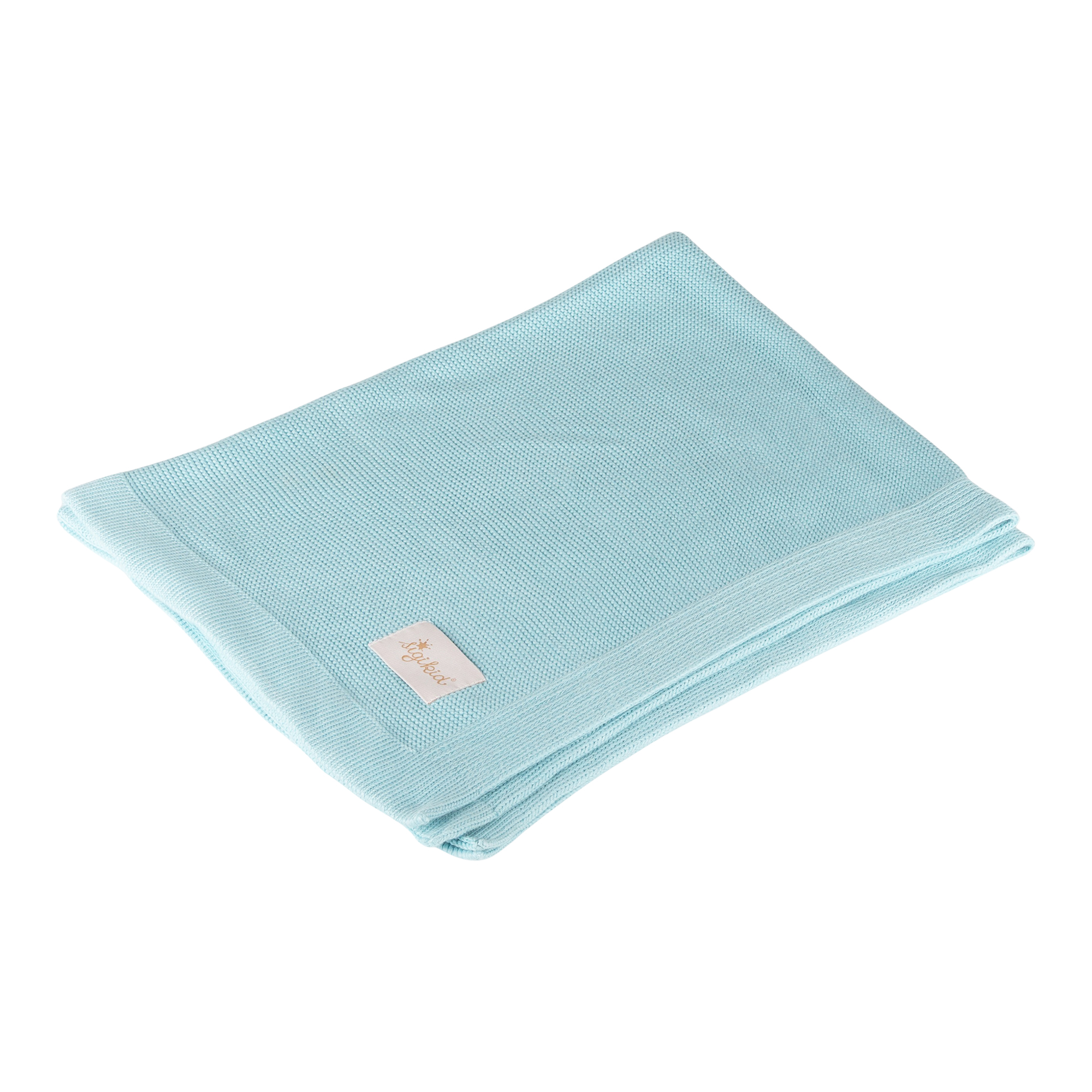 Soft knitted baby blanket, light blue, Knitted Love