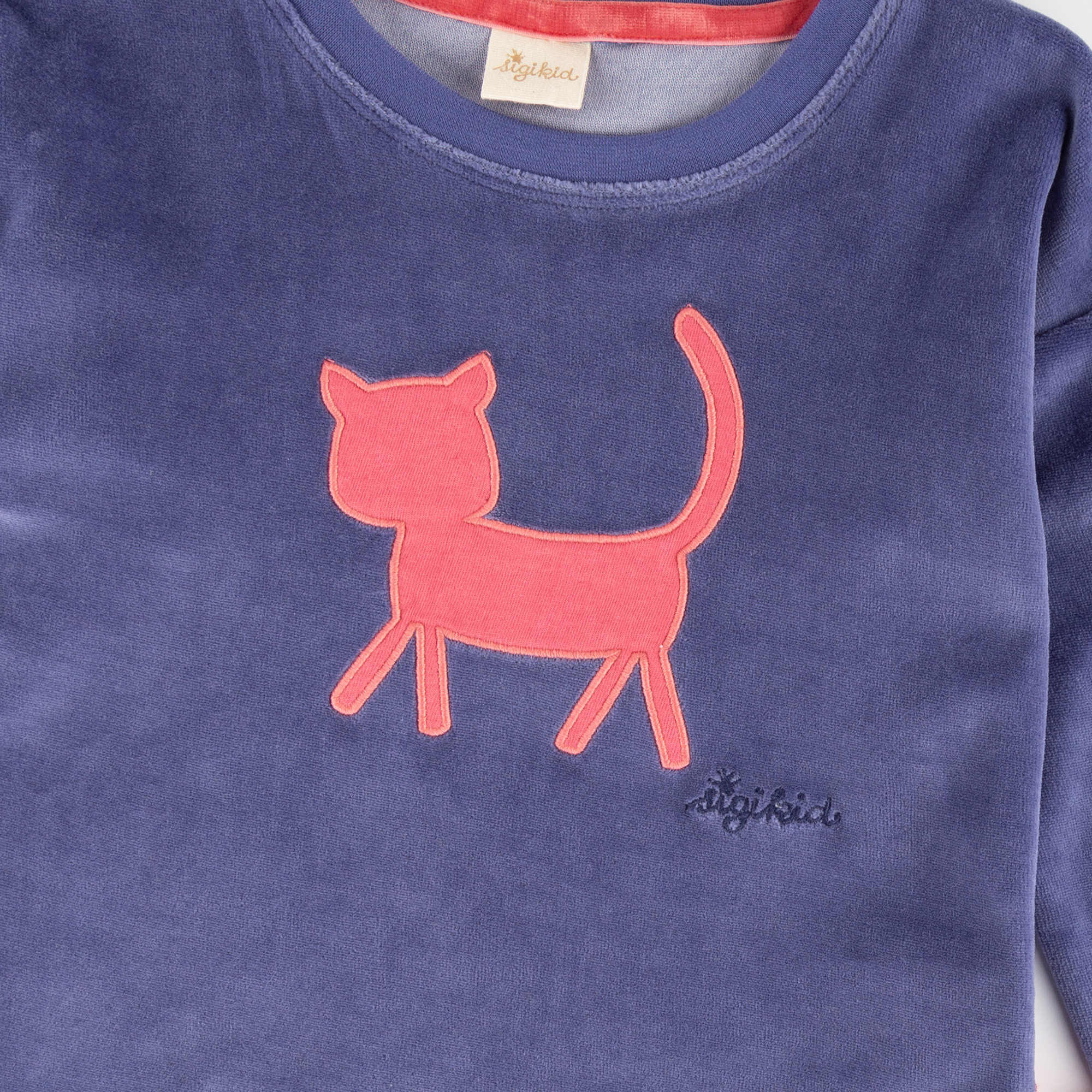 Kinder Nicki Langarmshirt mit Katzen Motiv, blau