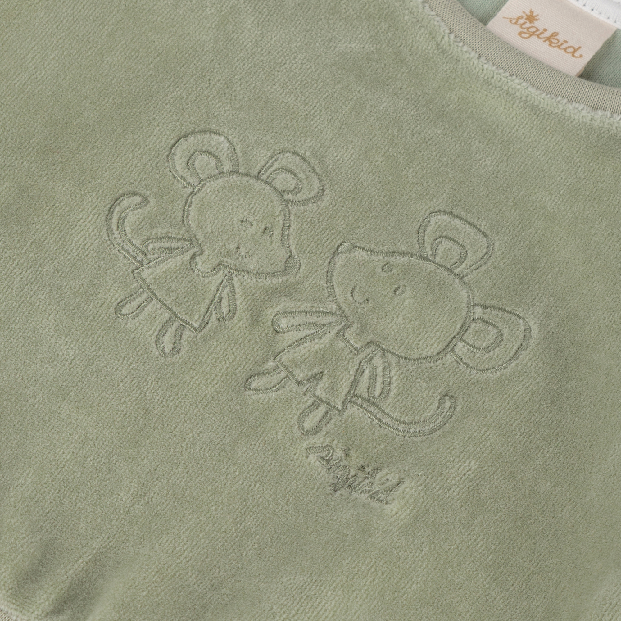 Newborn baby velour long sleeve Tee mouse, green