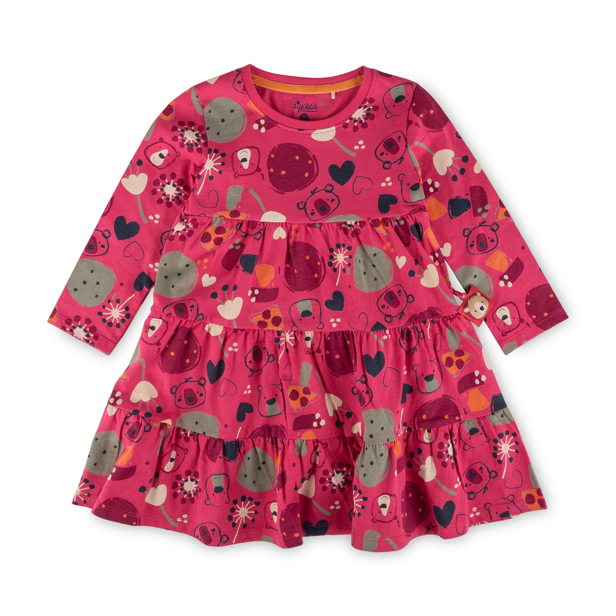 Girls' tiered long sleeve dress Fancy Forest