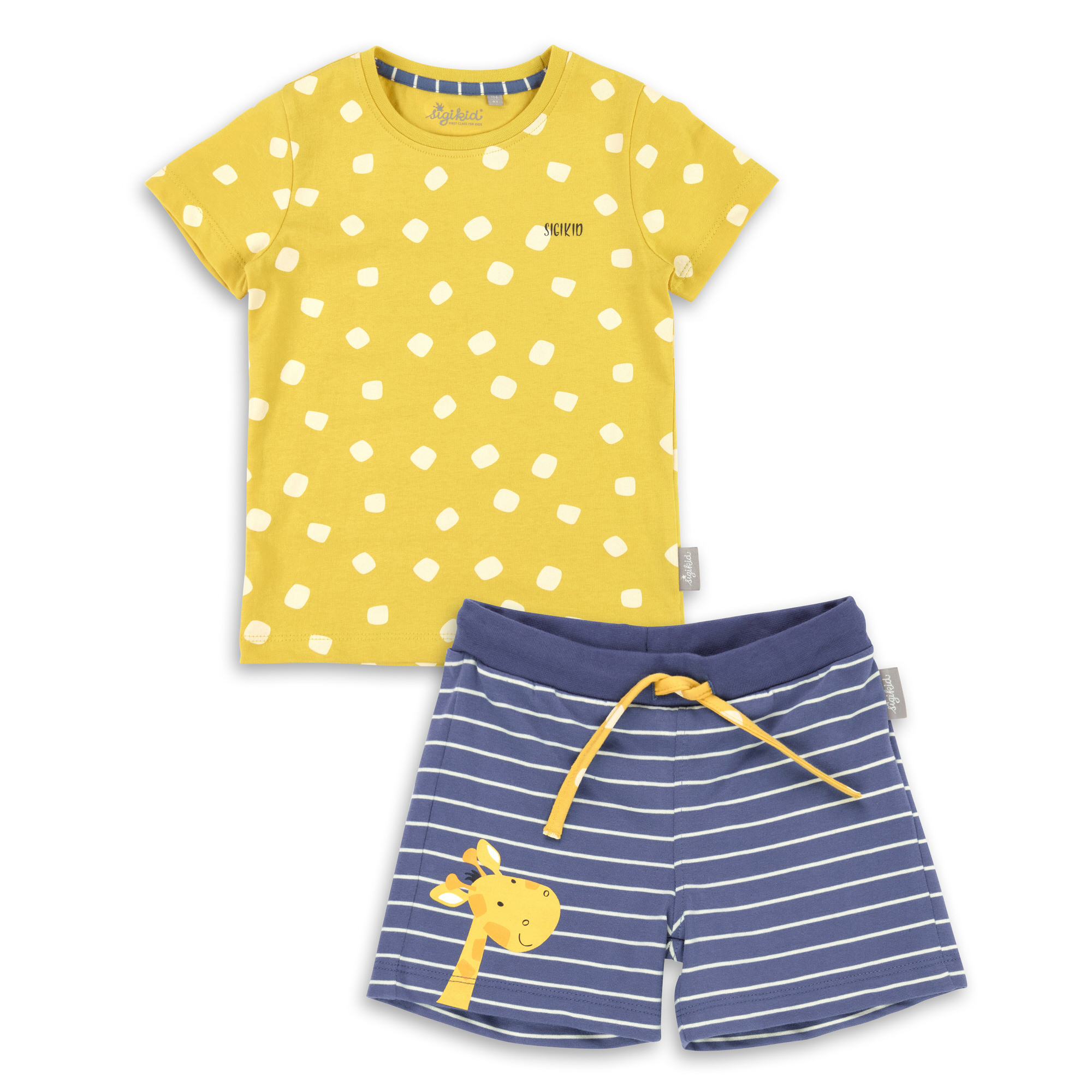 Children's shorty pajamas giraffe, yellow/blue