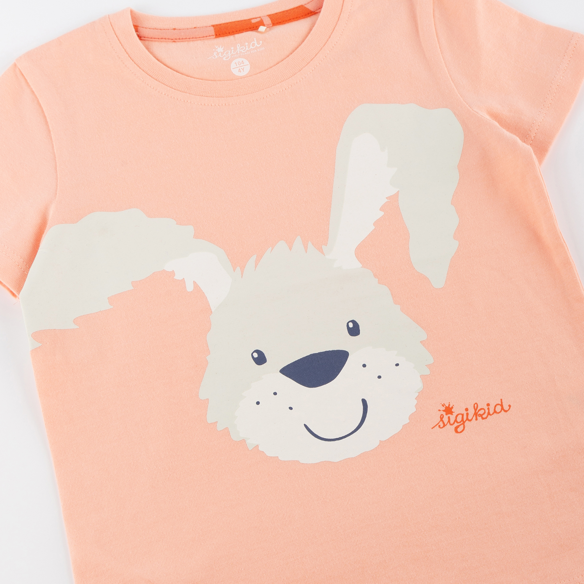 Kurzer Kinder Pyjama Hase, apricot/hellrot