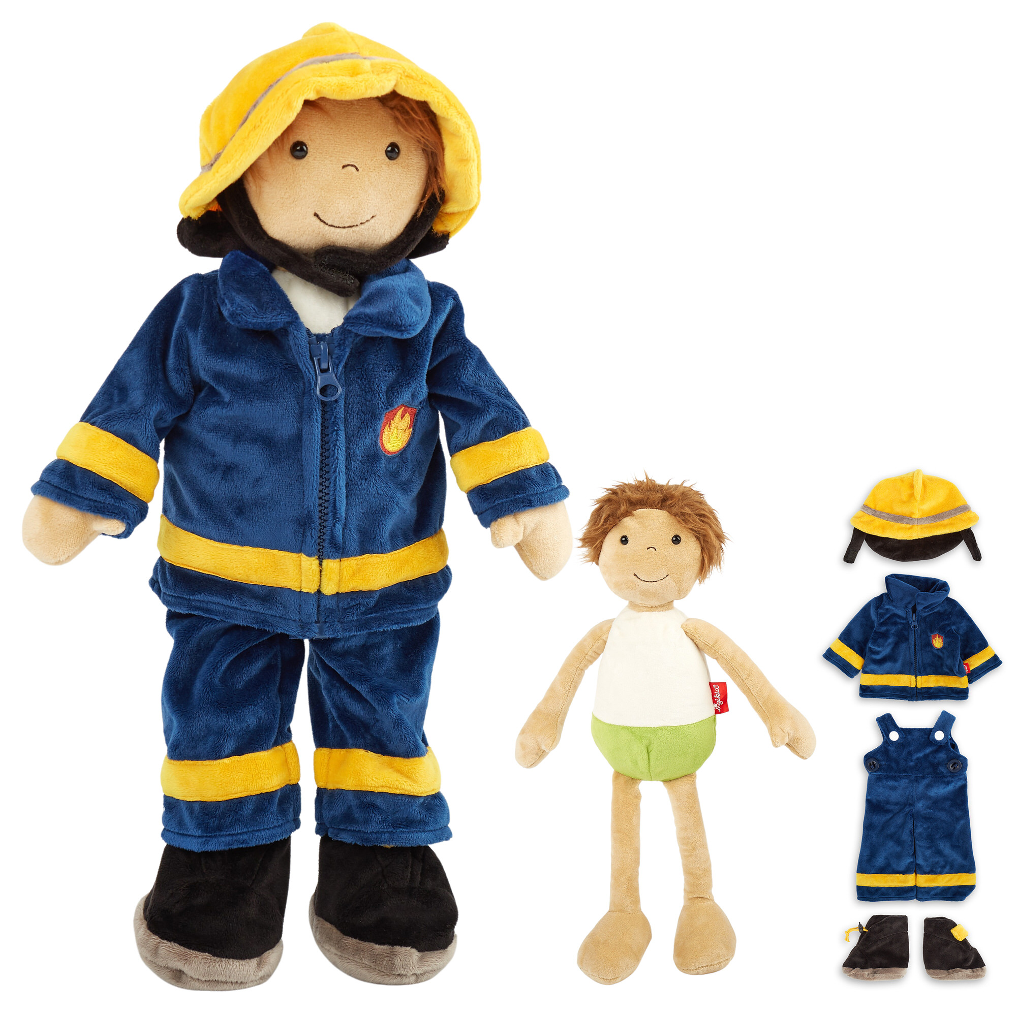 Educational soft doll firefighter, learn-how-to-dress