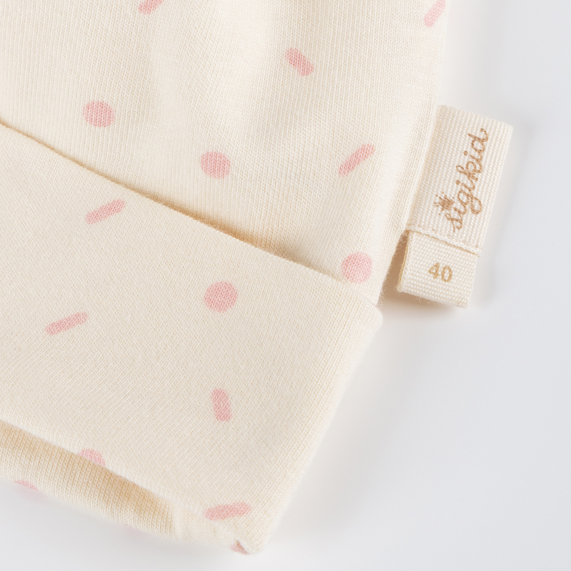 Babymütze cremeweiß/rosa, Petit Croissant