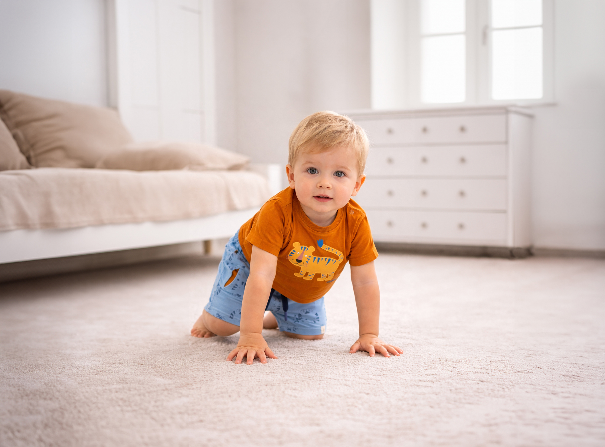 Baby T-Shirt Tiger & Löwe, braun