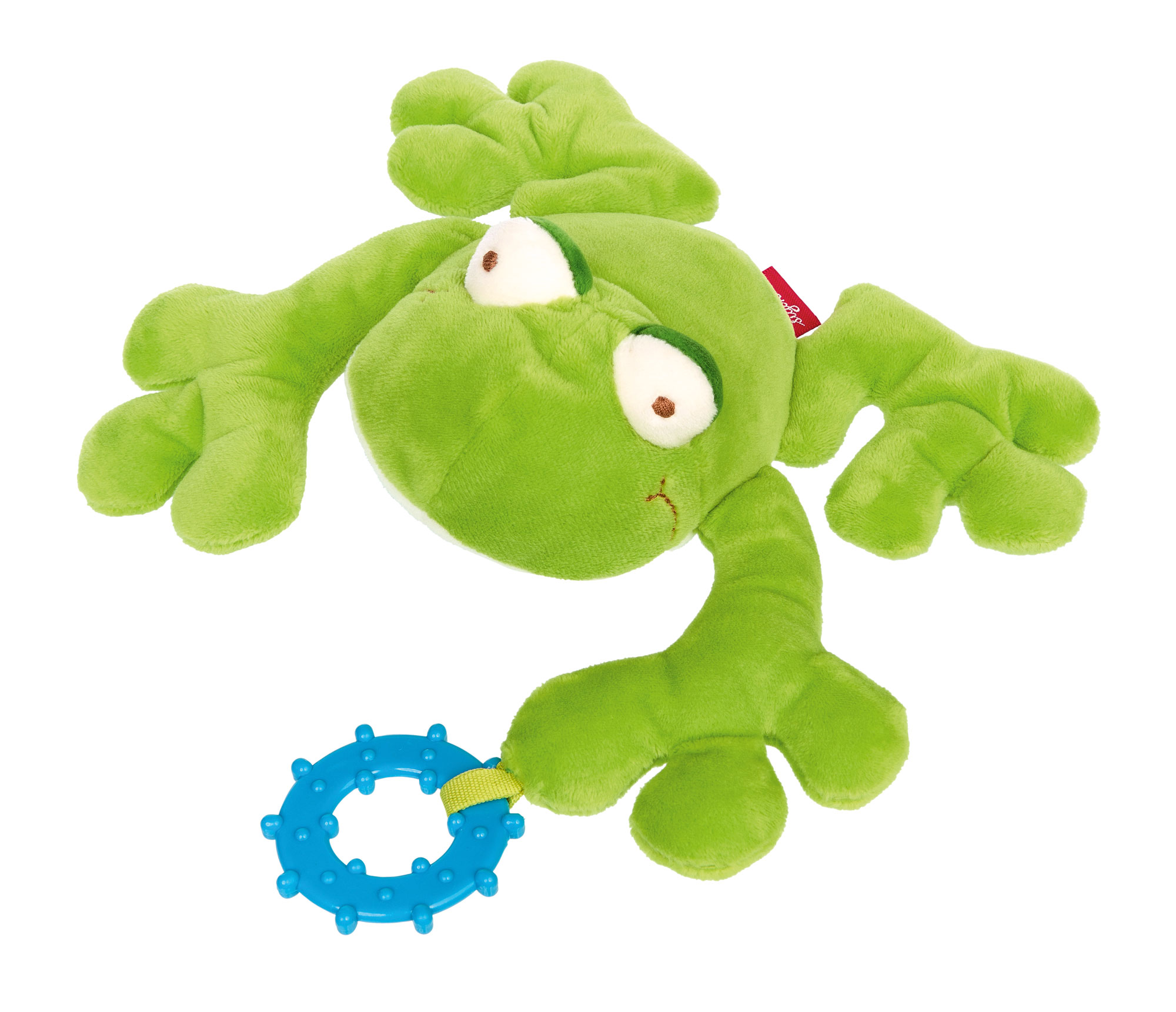 Baby chime soft toy frog with teether