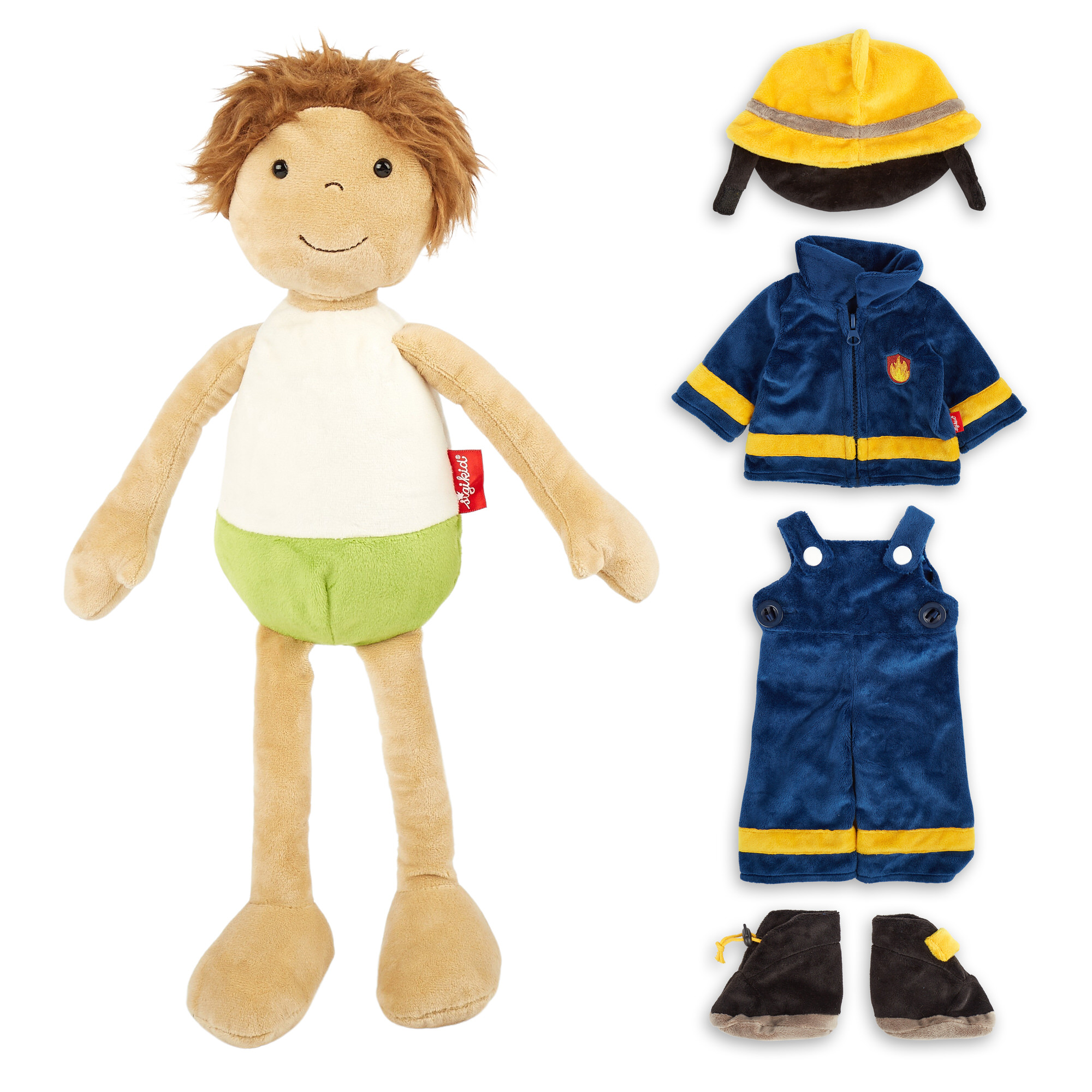 Educational soft doll firefighter, learn-how-to-dress