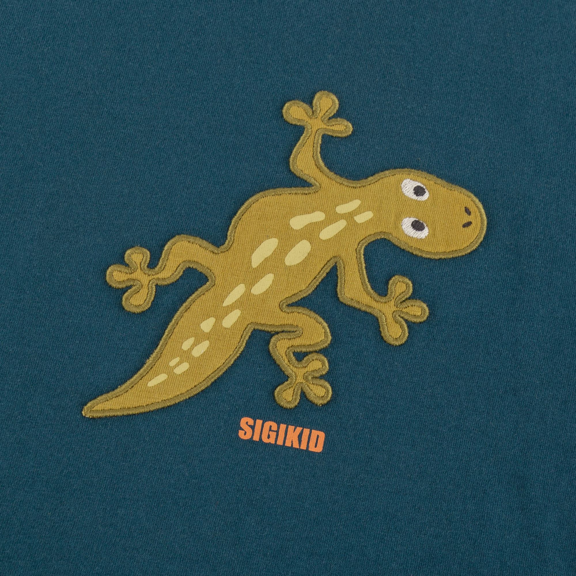 Petrolblaues Kinder T-Shirt Gecko, Jungle