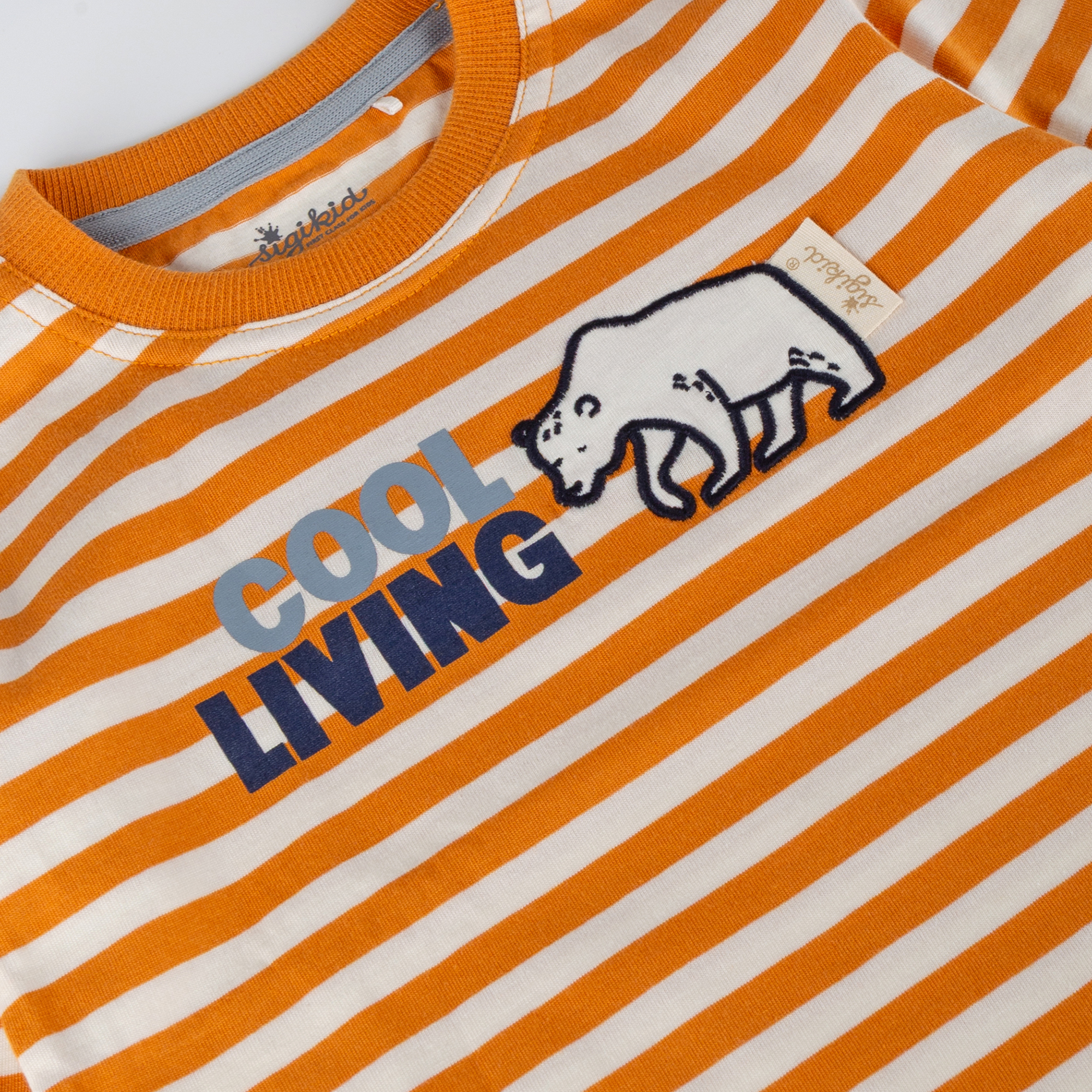 Kinder Langarmshirt Eisbär Polar Friends, gelb/weiß geringelt Kinder Langarmshirt Eisbär Polar Friends, gelb/weiß geringelt