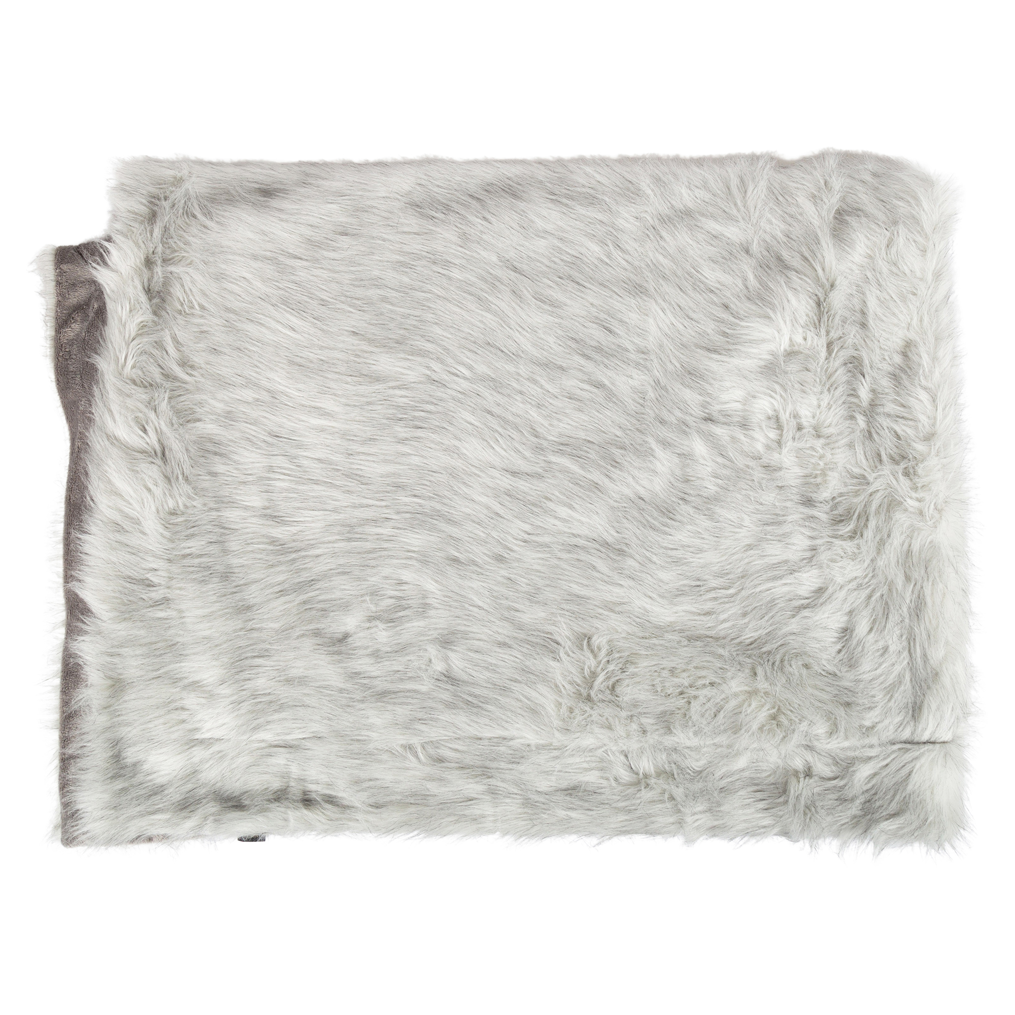 Plush throw blanket silver grey, velour backing, Beasts Plush throw blanket silver grey, velour backing, Beasts
