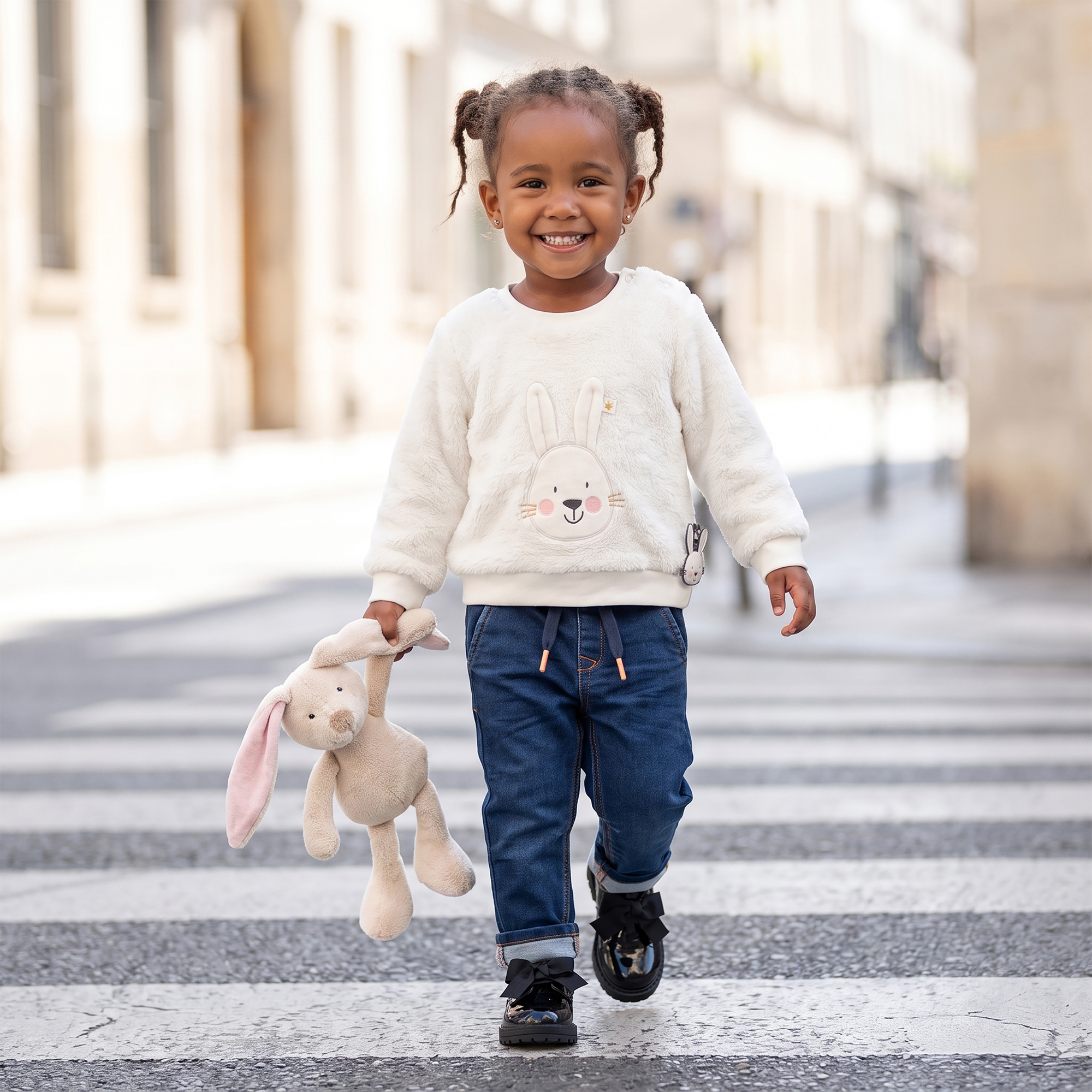 Baby sherpa fleece sweater Snow Bunny, lined