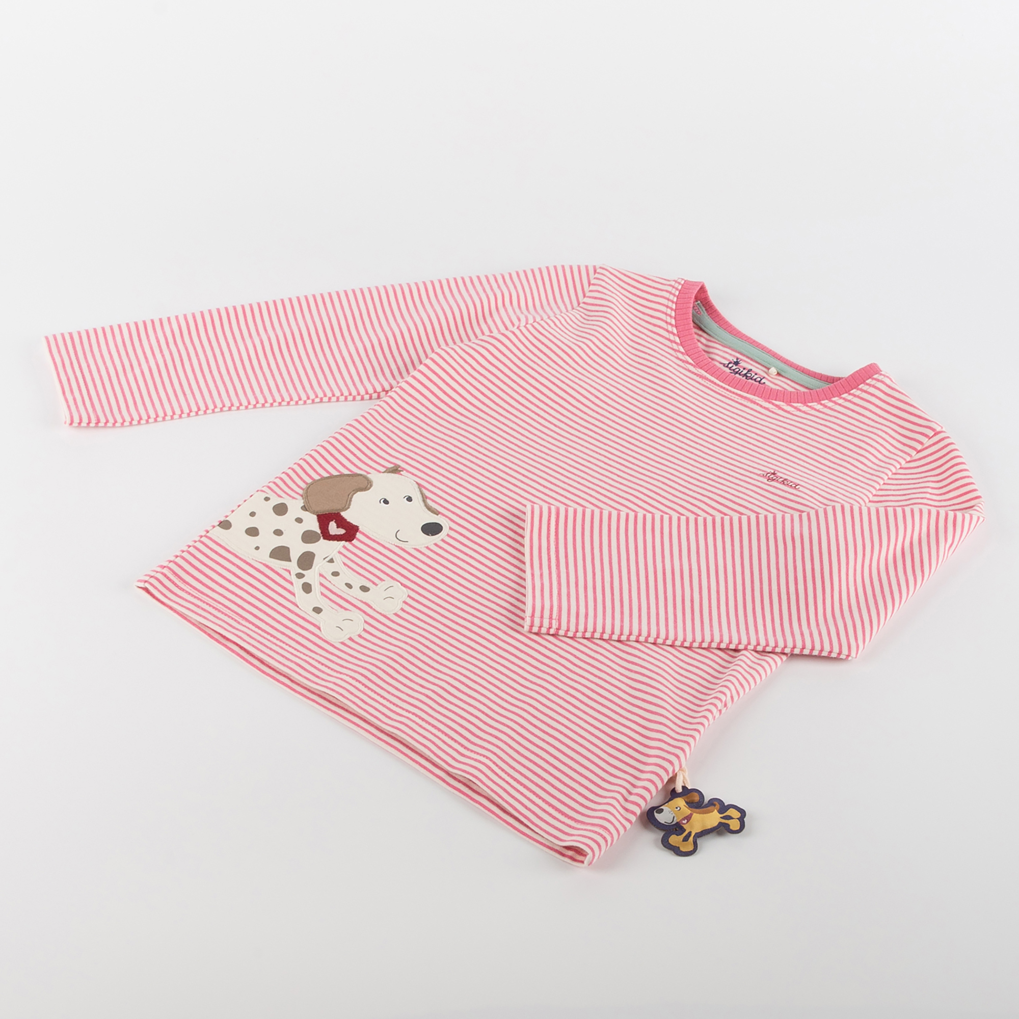 Kinder Langarmshirt Hund Funny Dog, rosa geringelt Kinder Langarmshirt Hund Funny Dog, rosa geringelt