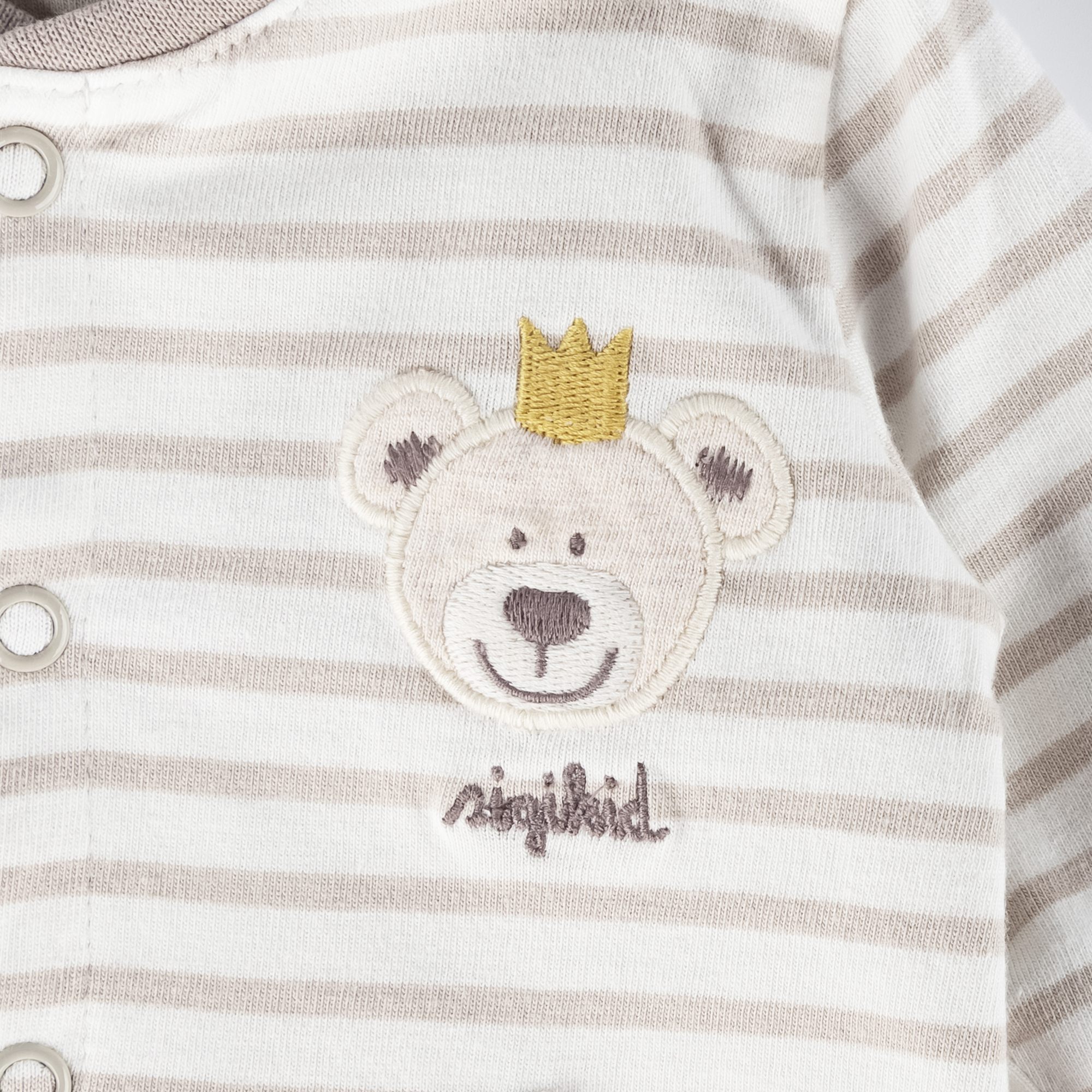 Reversible newborn baby jacket bear prince, écru/beige