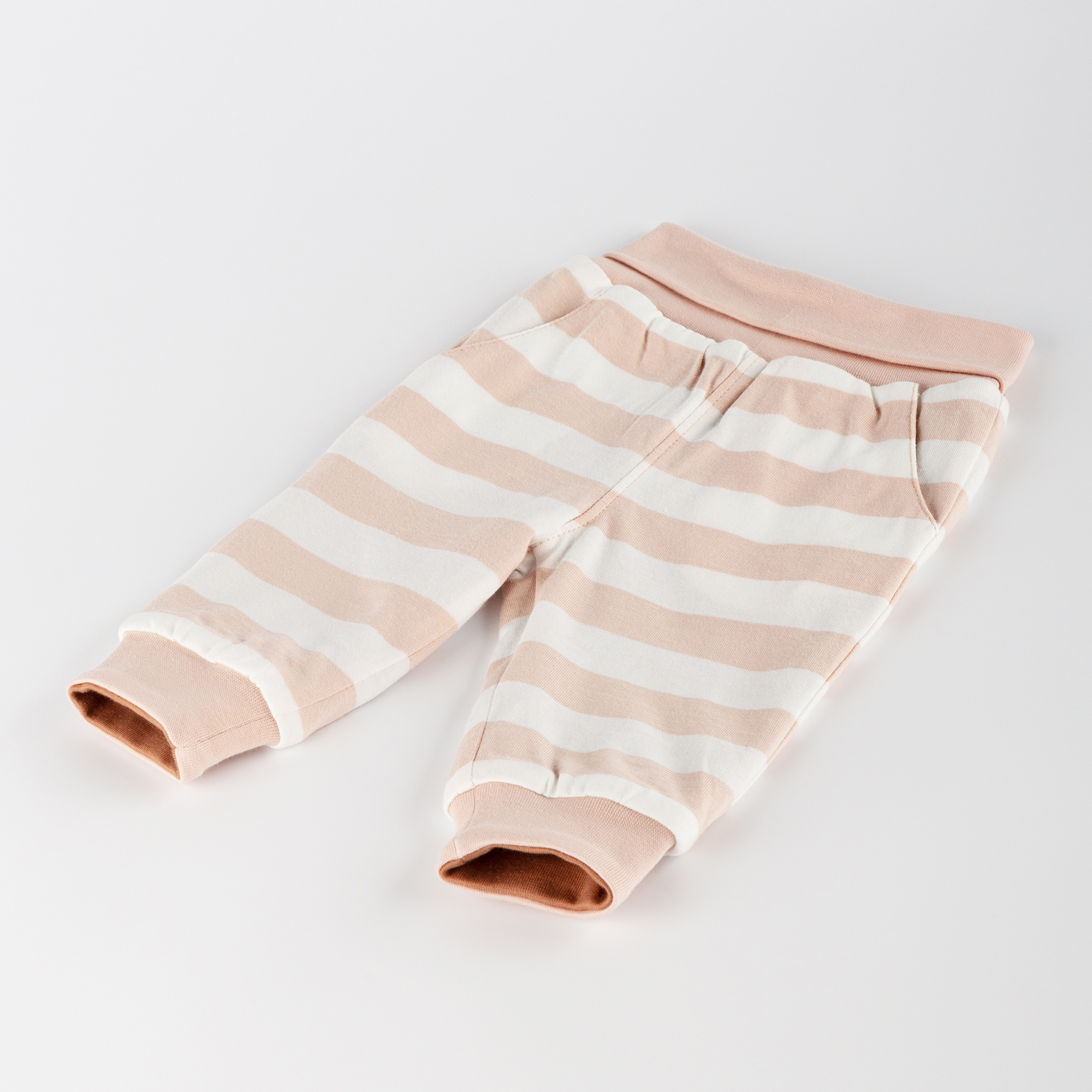 Reversible baby soft pants, pale pink/sugar brown