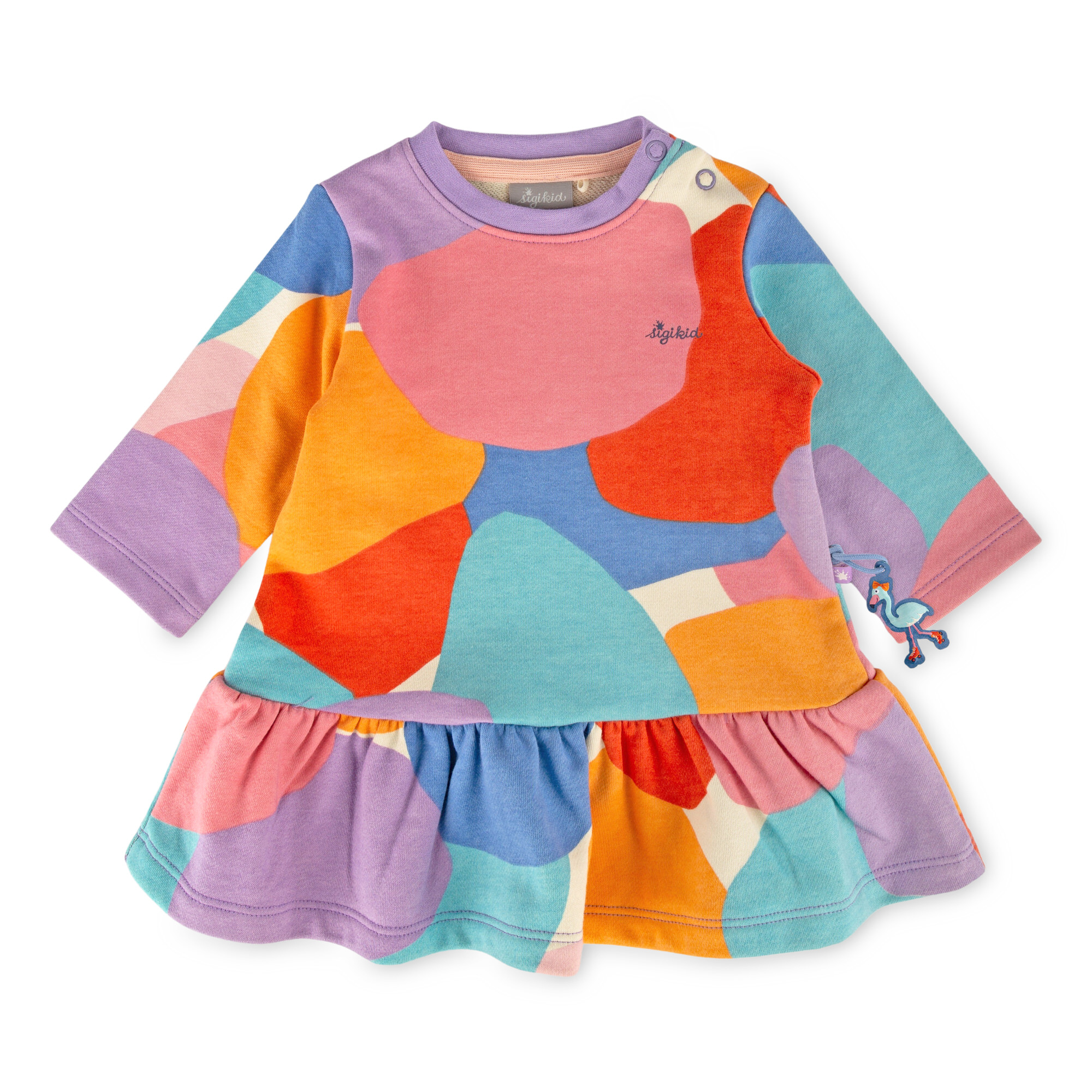Baby long sleeve flounce sweat dress, multicoloured