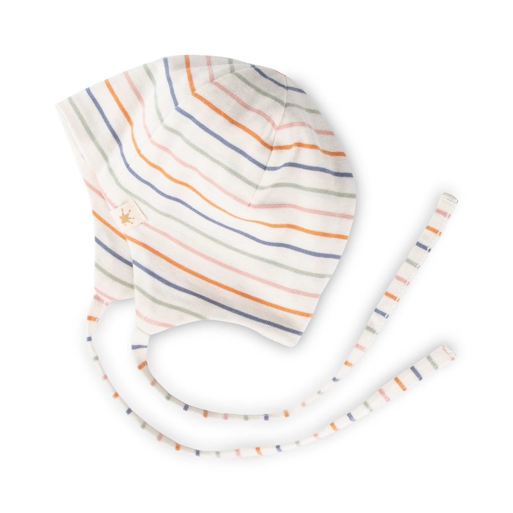 Newborn baby hat with ties, striped