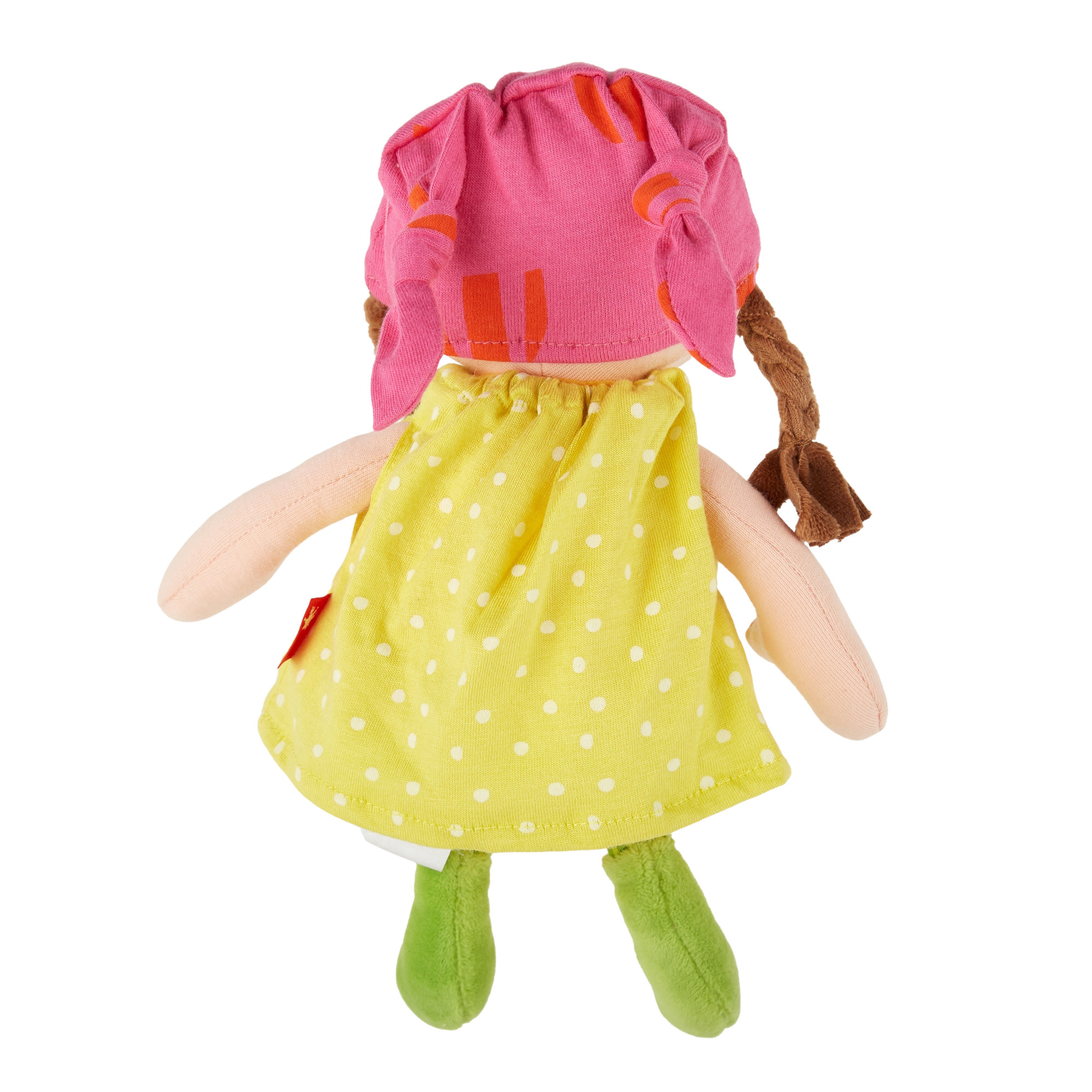 Soft plush baby doll green dotted