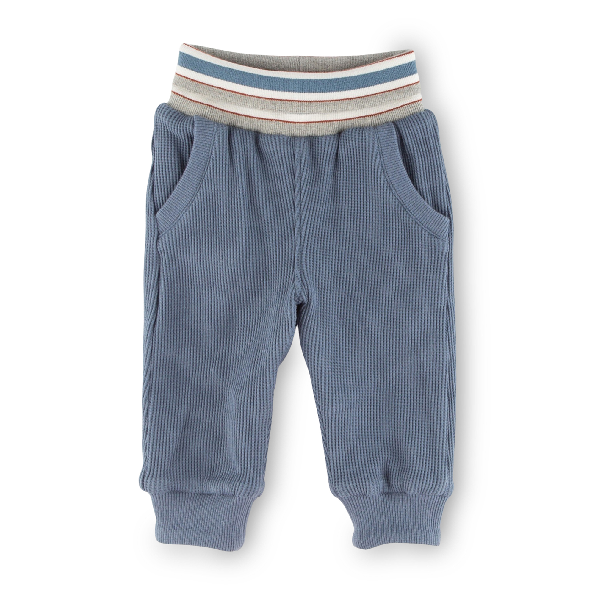 Reversible baby soft pants, grey and blue