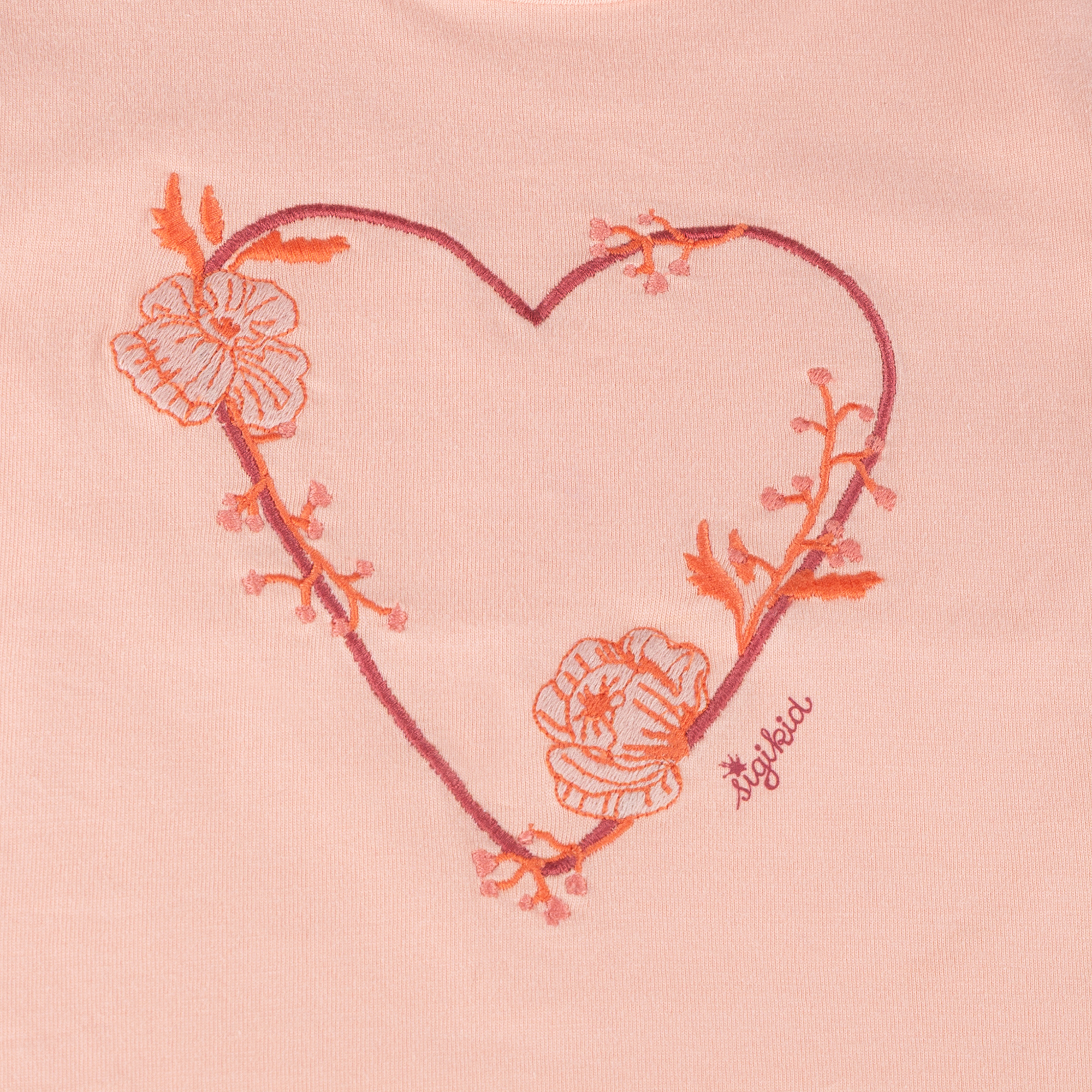 Kinder T-Shirt mit gesticktem Herz Motiv, rosa