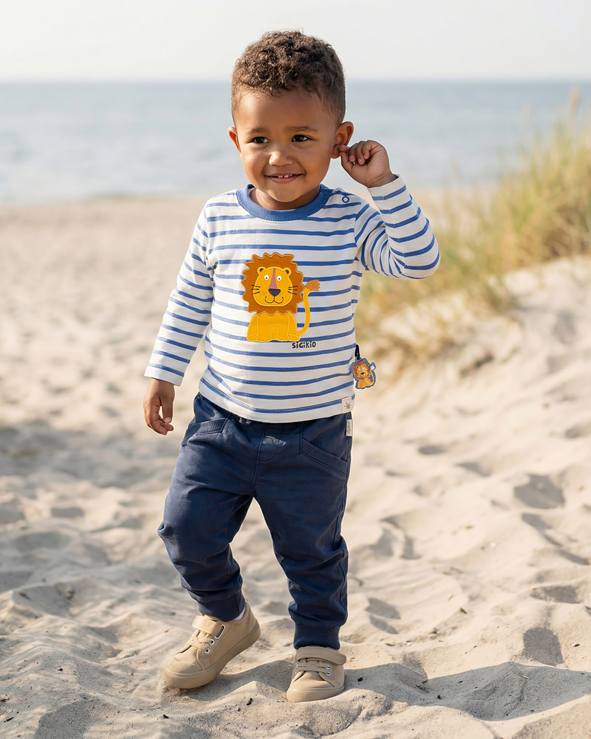 Striped baby long sleeve Tee Tiger & Lion