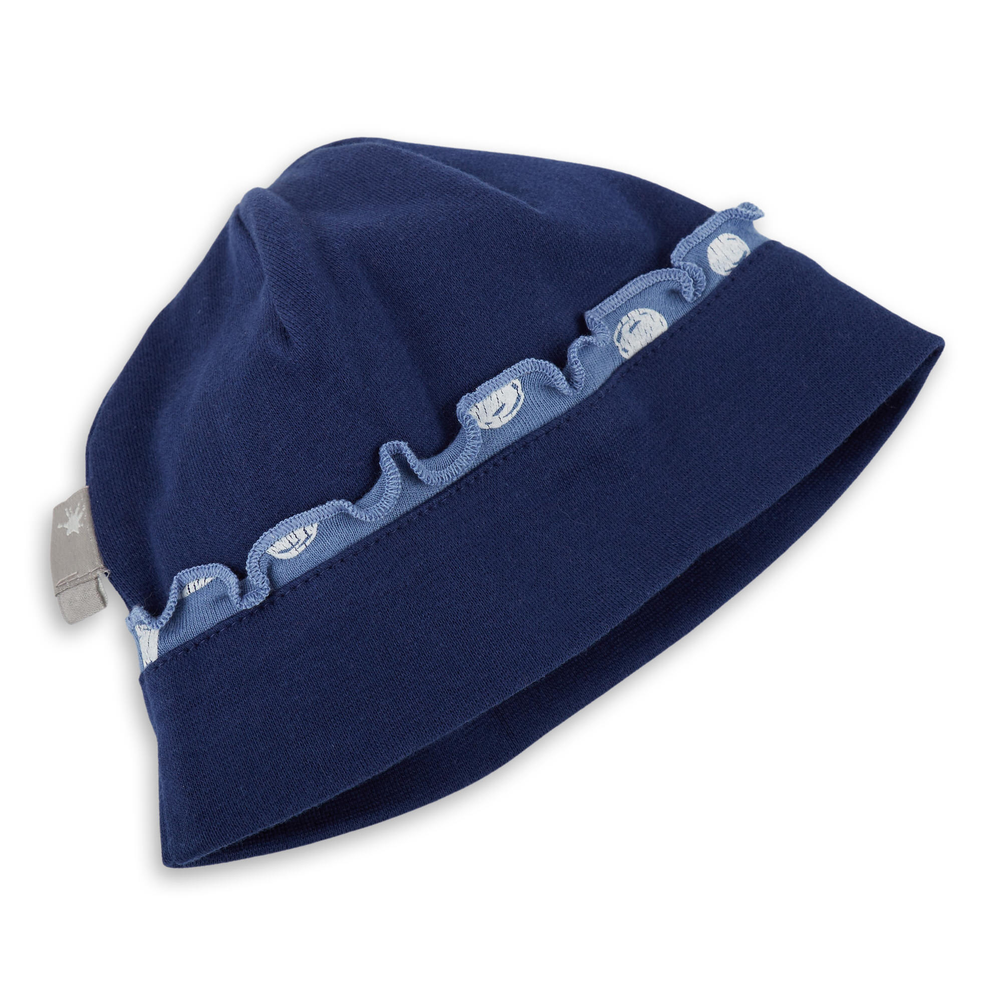 Dunkelblaue Baby Mütze mit Kräuselkante Dunkelblaue Baby Mütze mit Kräuselkante