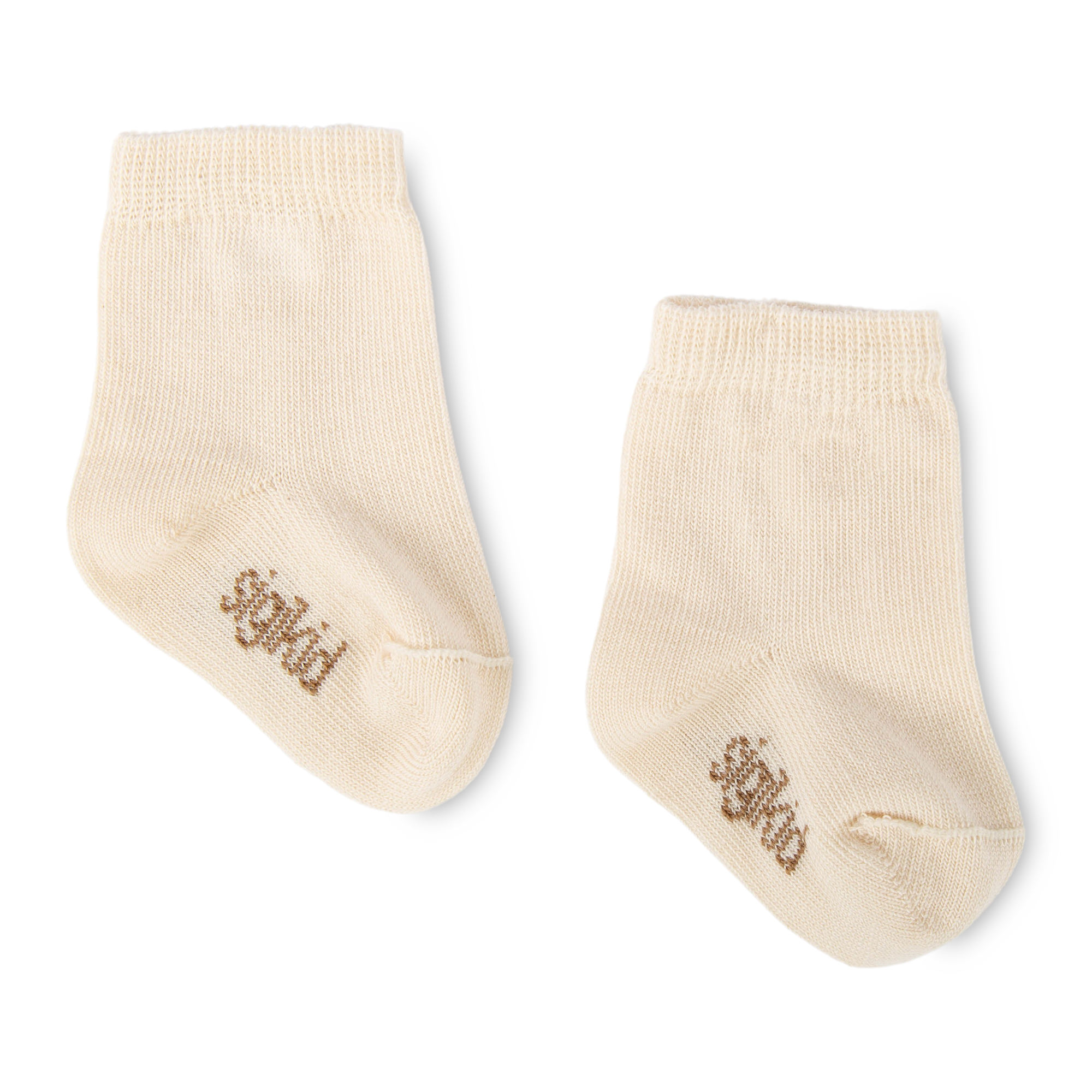 Baby Socken im 2er-Set, beige/beige geringelt
