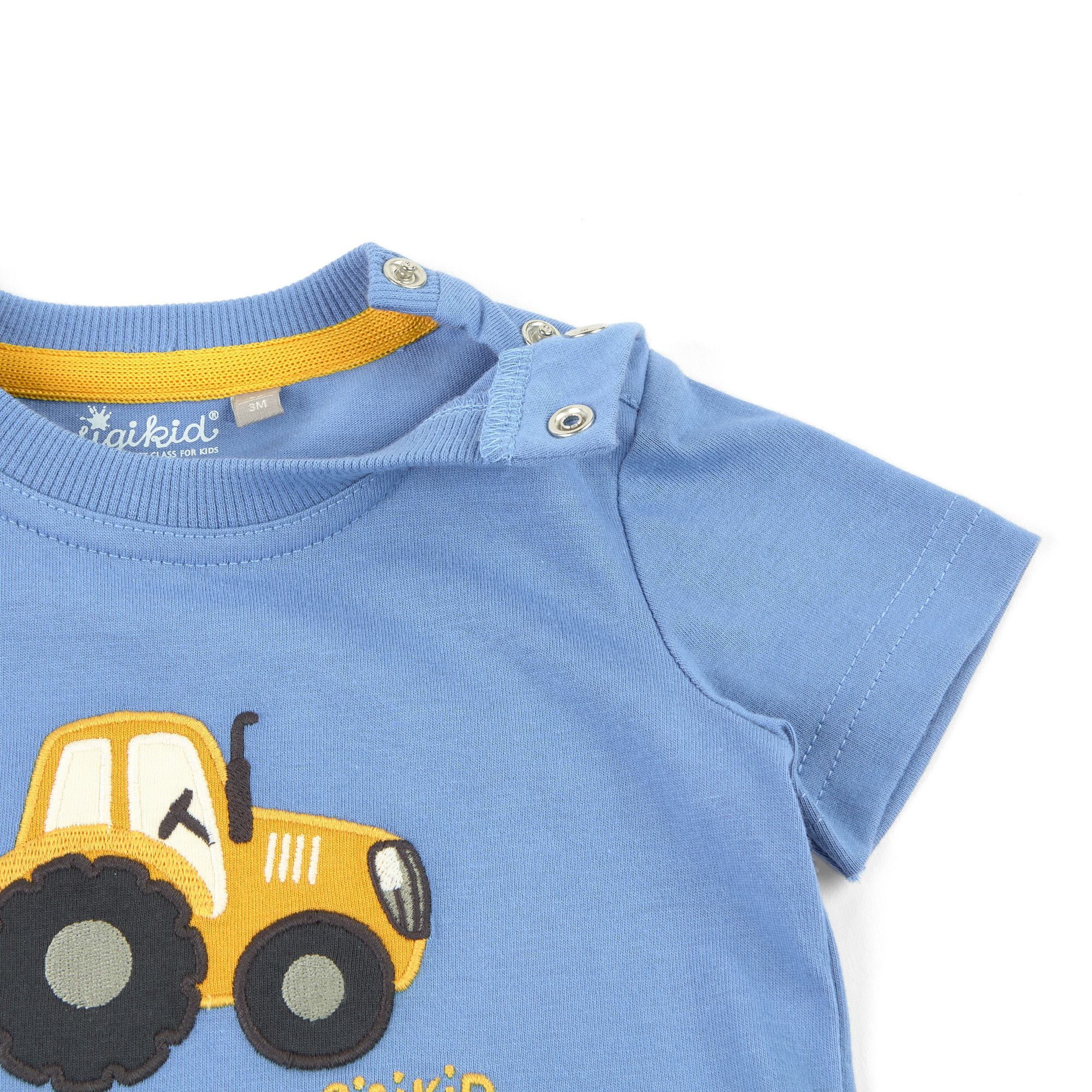 Blaues Baby T-Shirt gelber Traktor