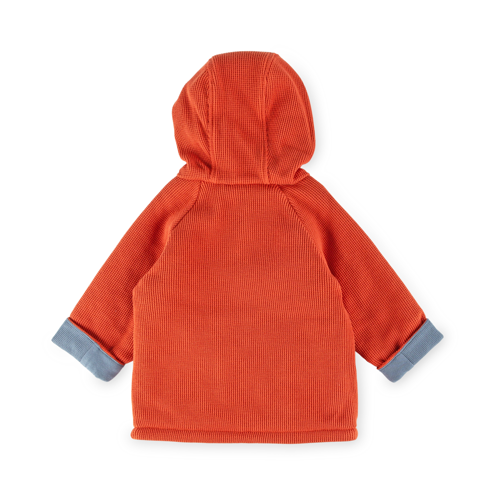 Reversible hooded baby jacket tiger, smokey blue/orange