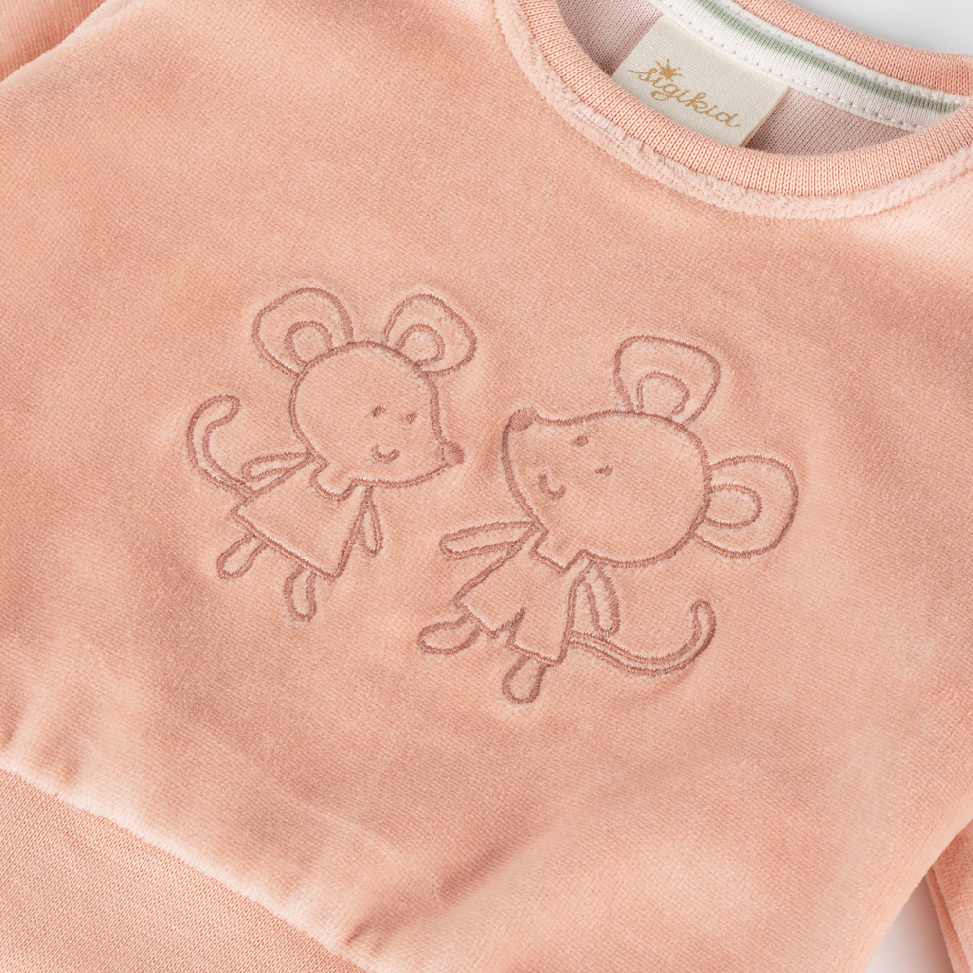 Newborn baby velour long sleeve Tee mouse, pink