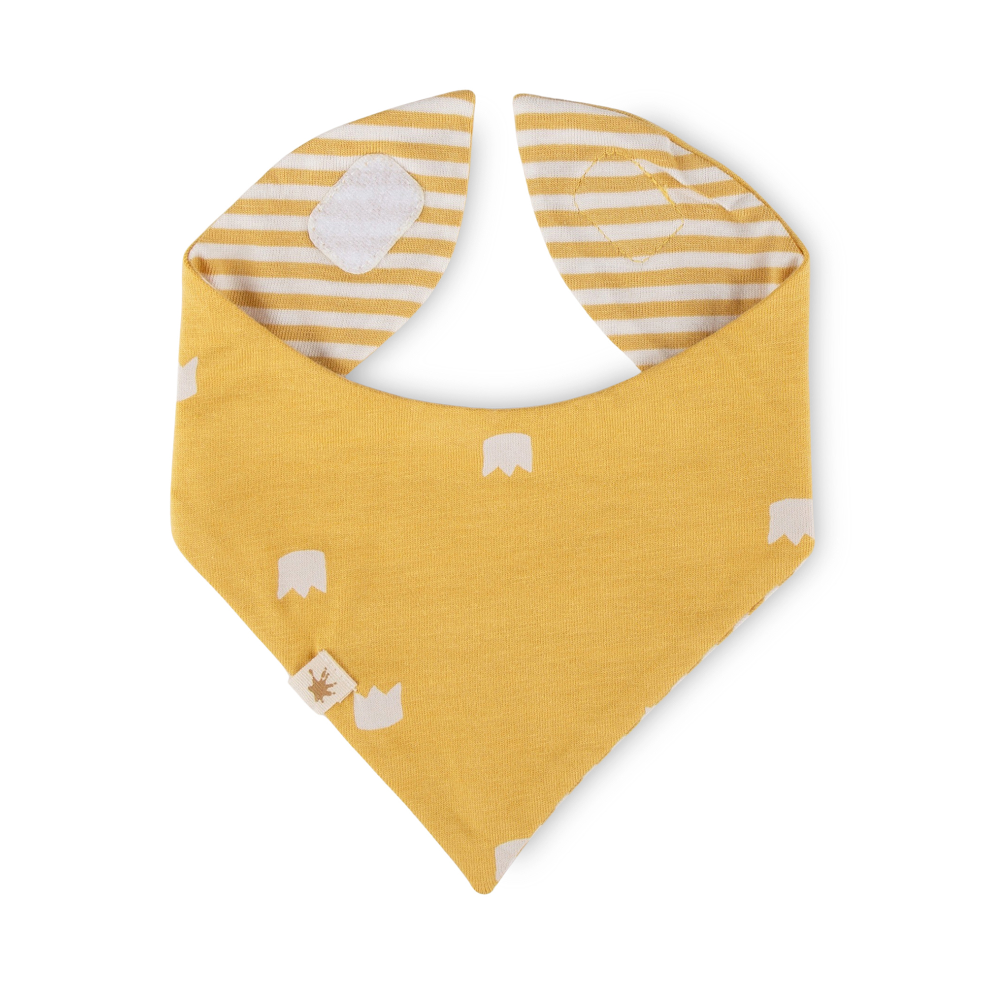Newborn baby bandana bib, reversible, yellow