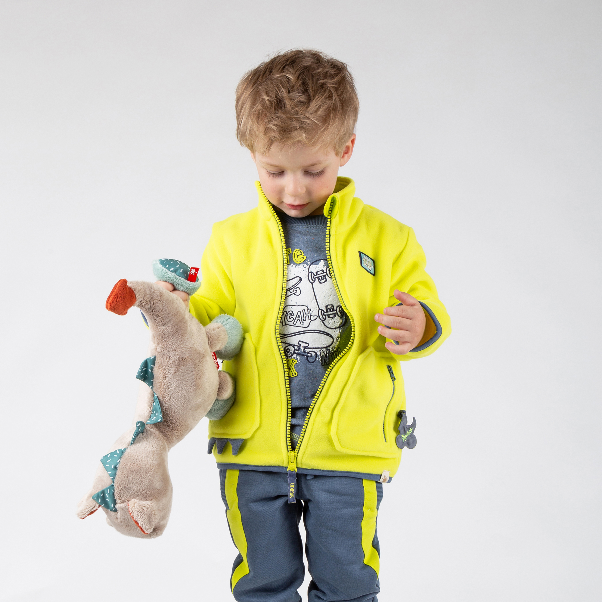 Kinder Fleecejacke Sporty Dino, gelb Kinder Fleecejacke Sporty Dino, gelb