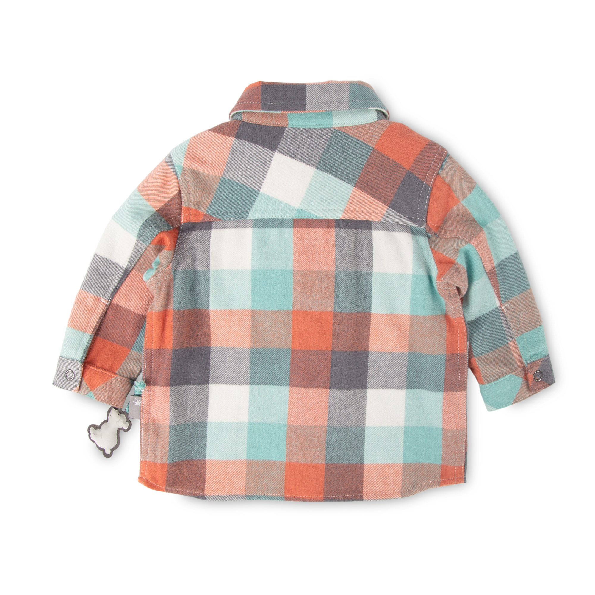 Baby long sleeve flannel shirt with pockets, plaid