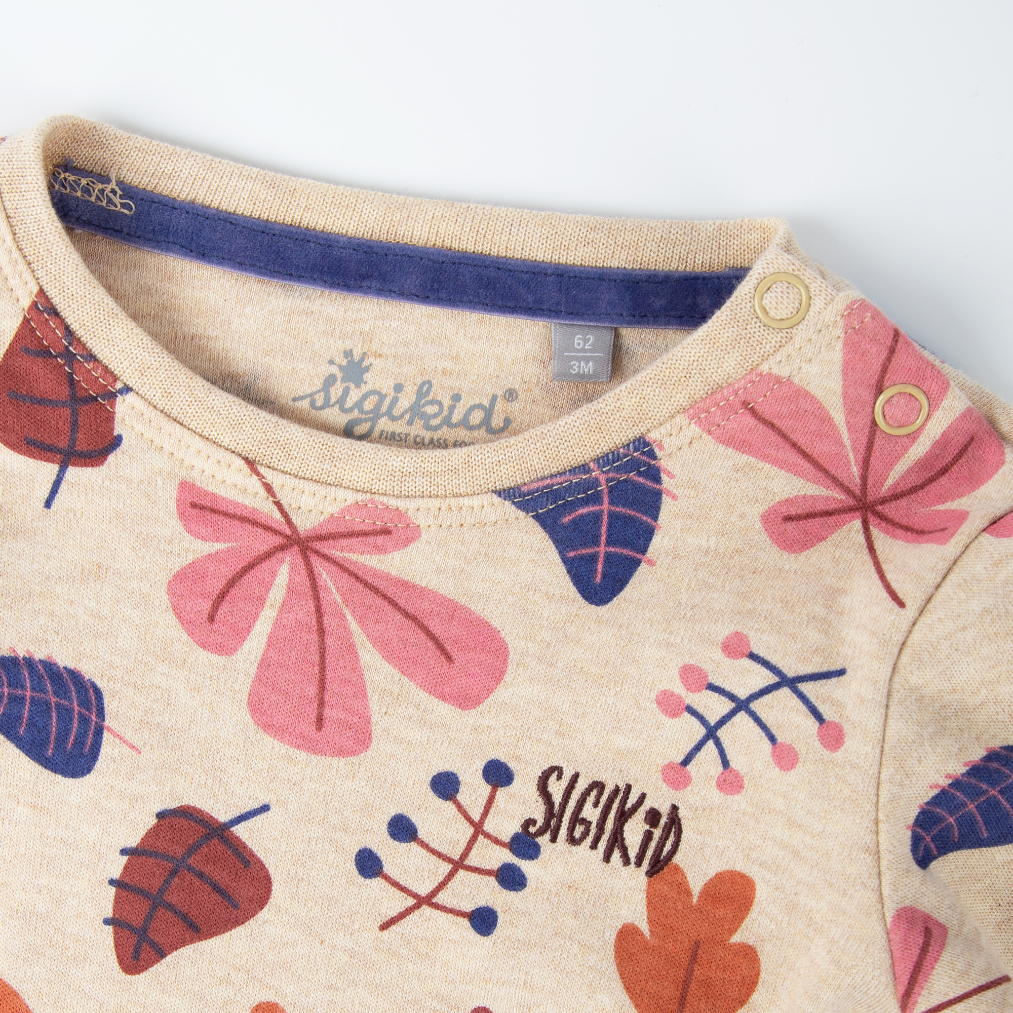 Baby Langarmshirt beige mit Herbstprint