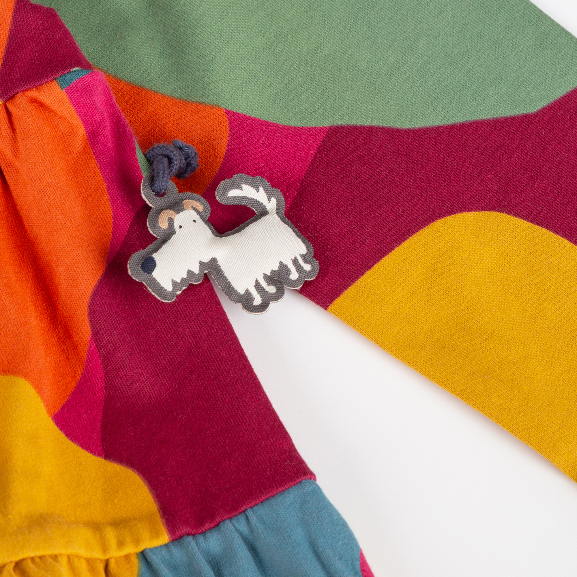 Tiered girls' long sleeve dress, multicoloured