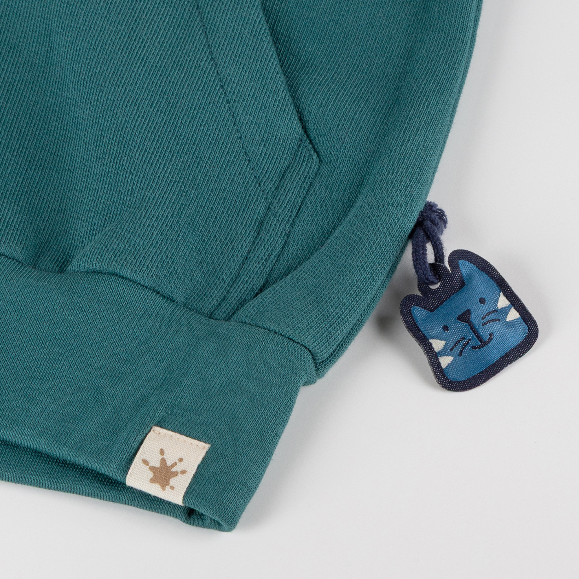 Kinder Kapuzen Sweatjacke Klecks, petrolblau