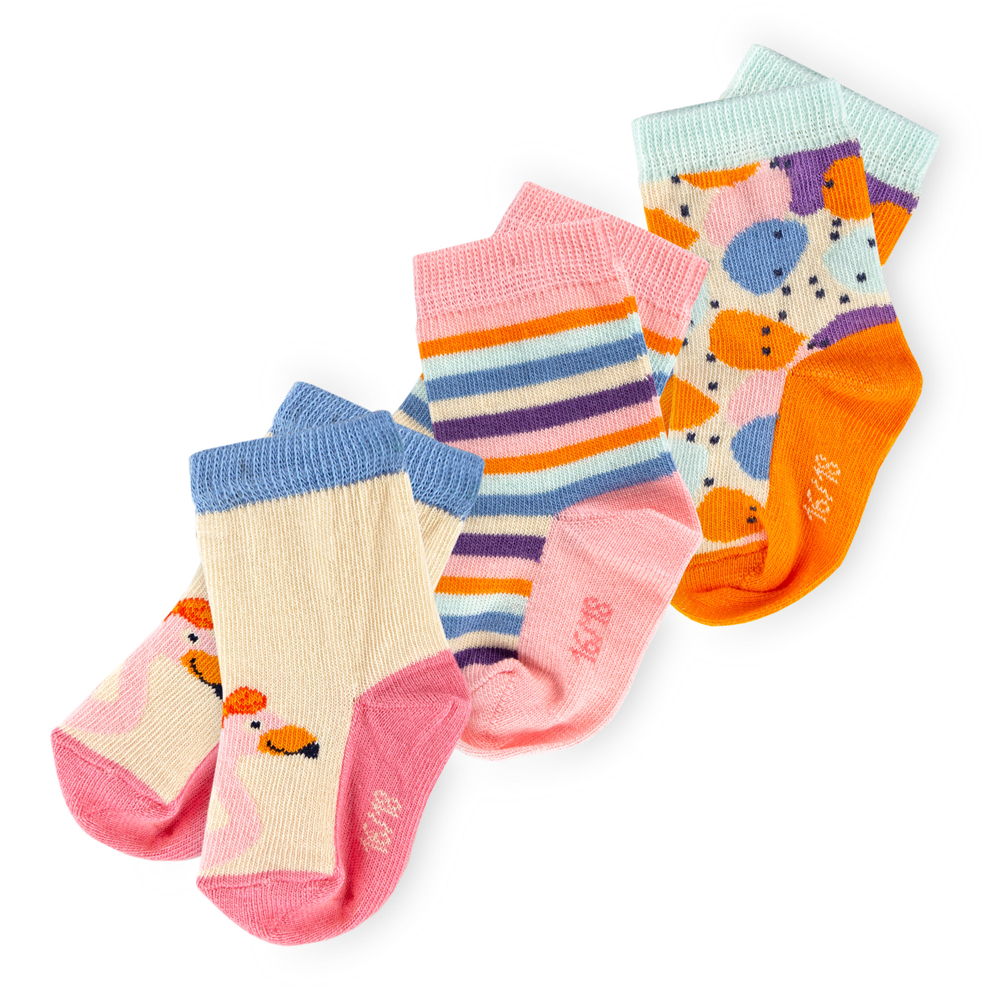 Set of 3 different pairs baby socks, collection "Wild Flamingo"