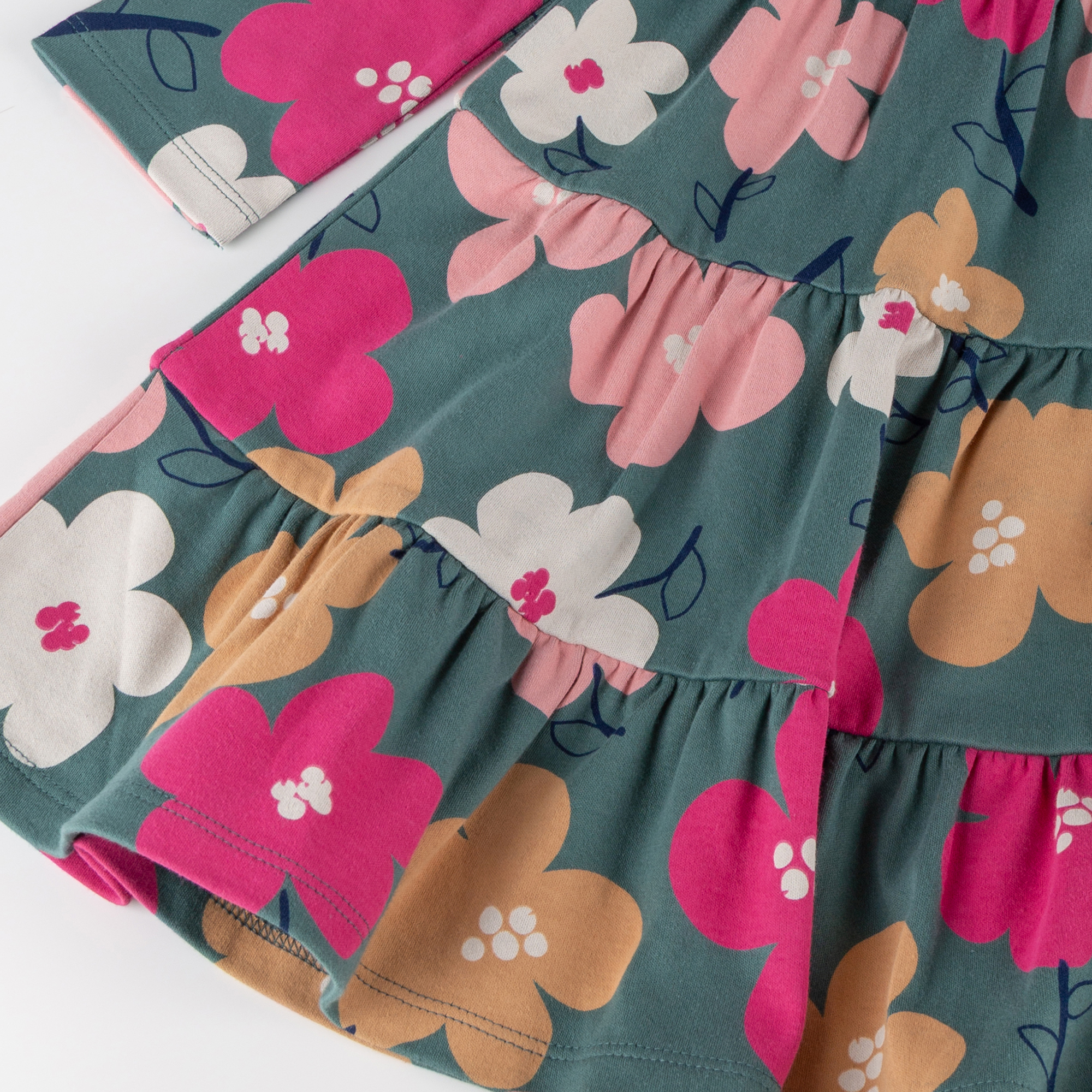 Kinder Stufenkleid Pony Love, grün mit Blumenprint