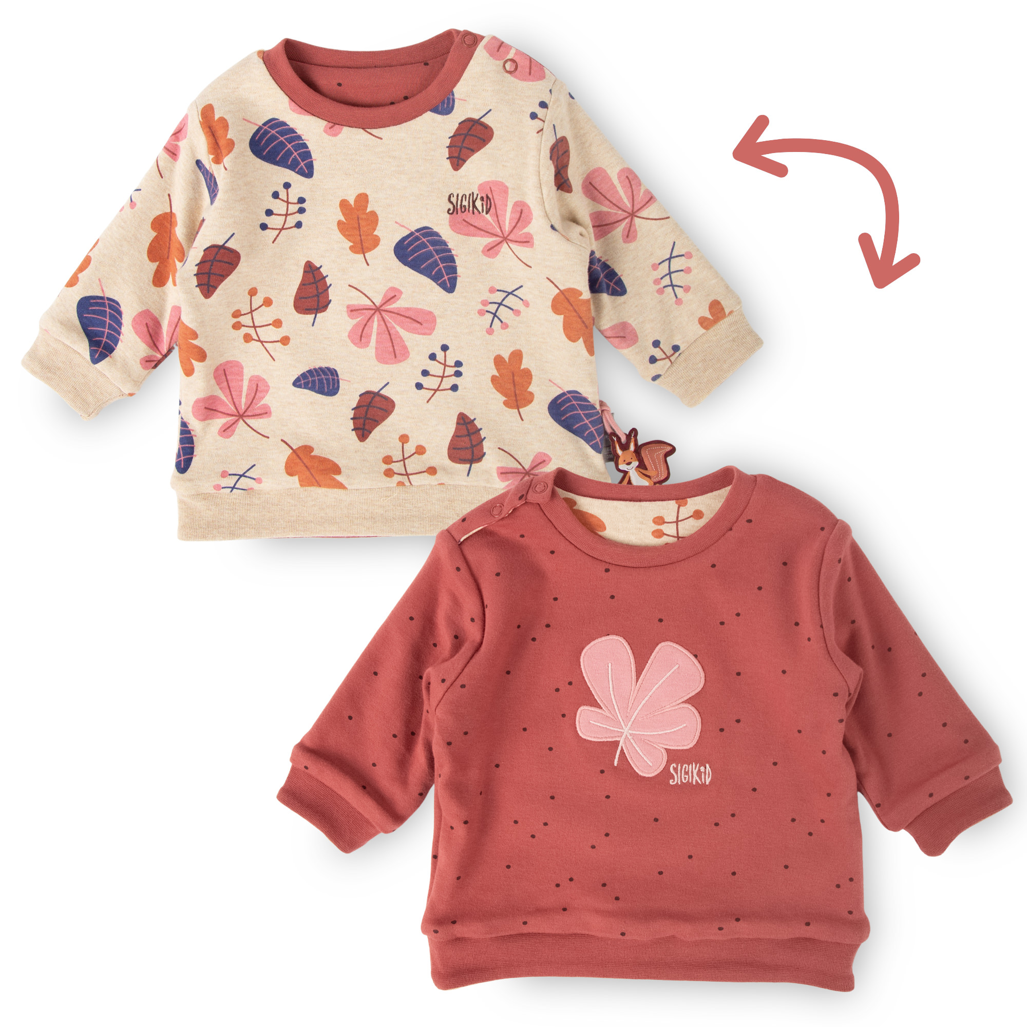 Reversible baby sweater Autumn Forest