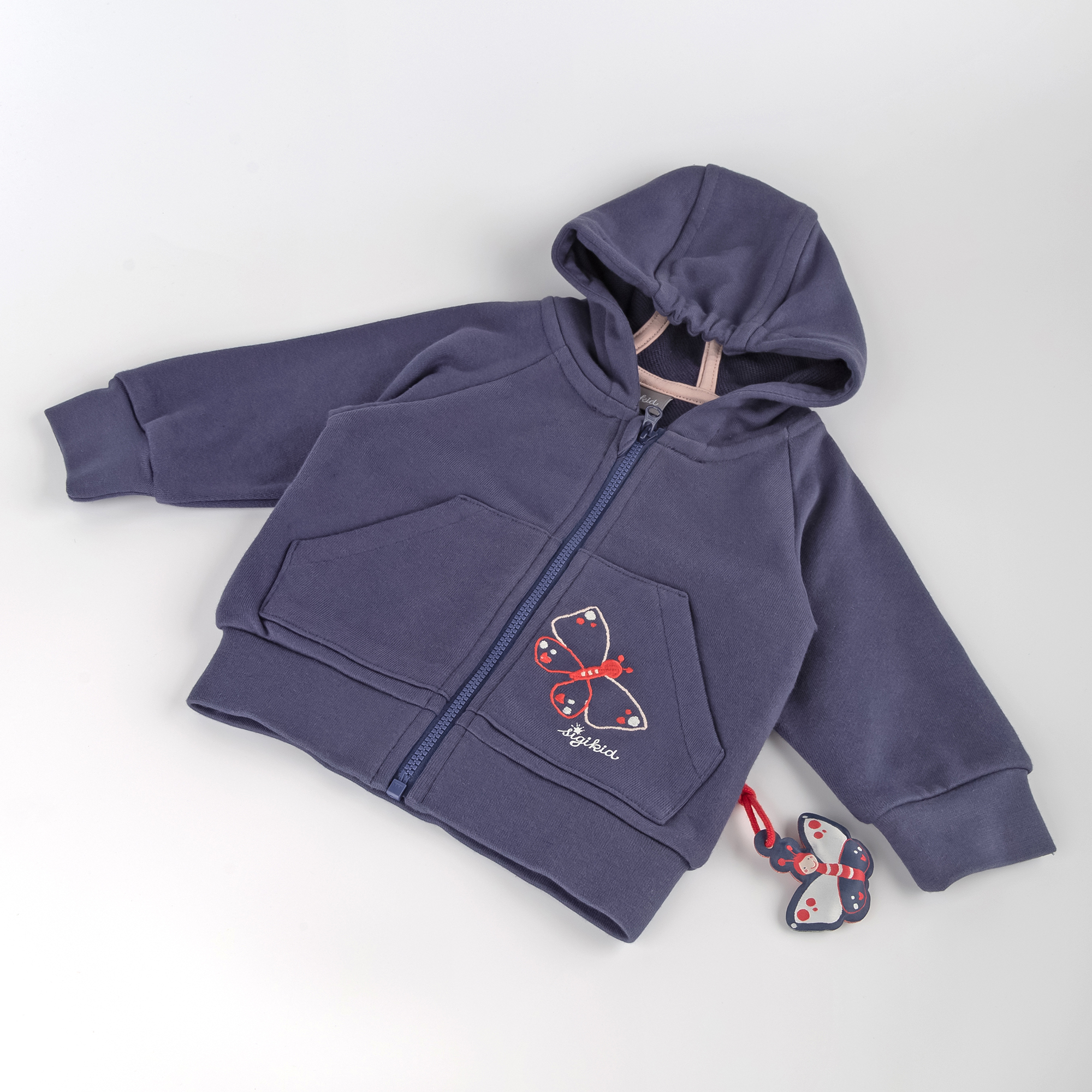 Hooded baby sweat jacket butterfly